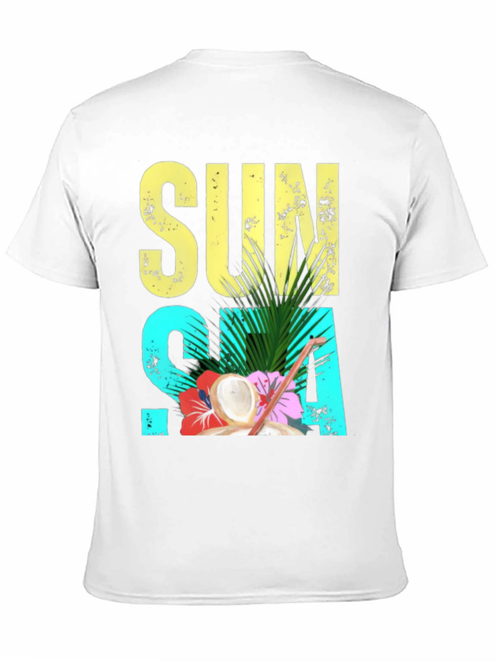 Sun Sea Summer T-Shirt - Coconut Tropical Design