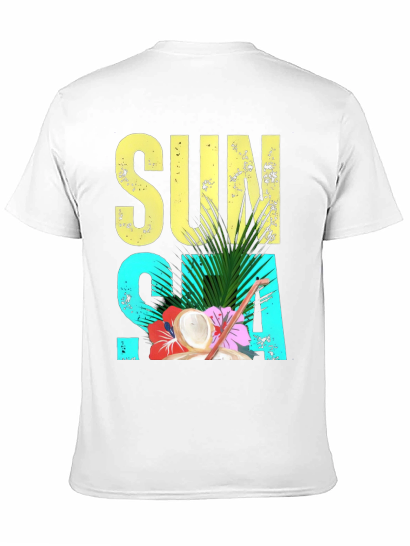 Sun Sea Summer T-Shirt - Coconut Tropical Design