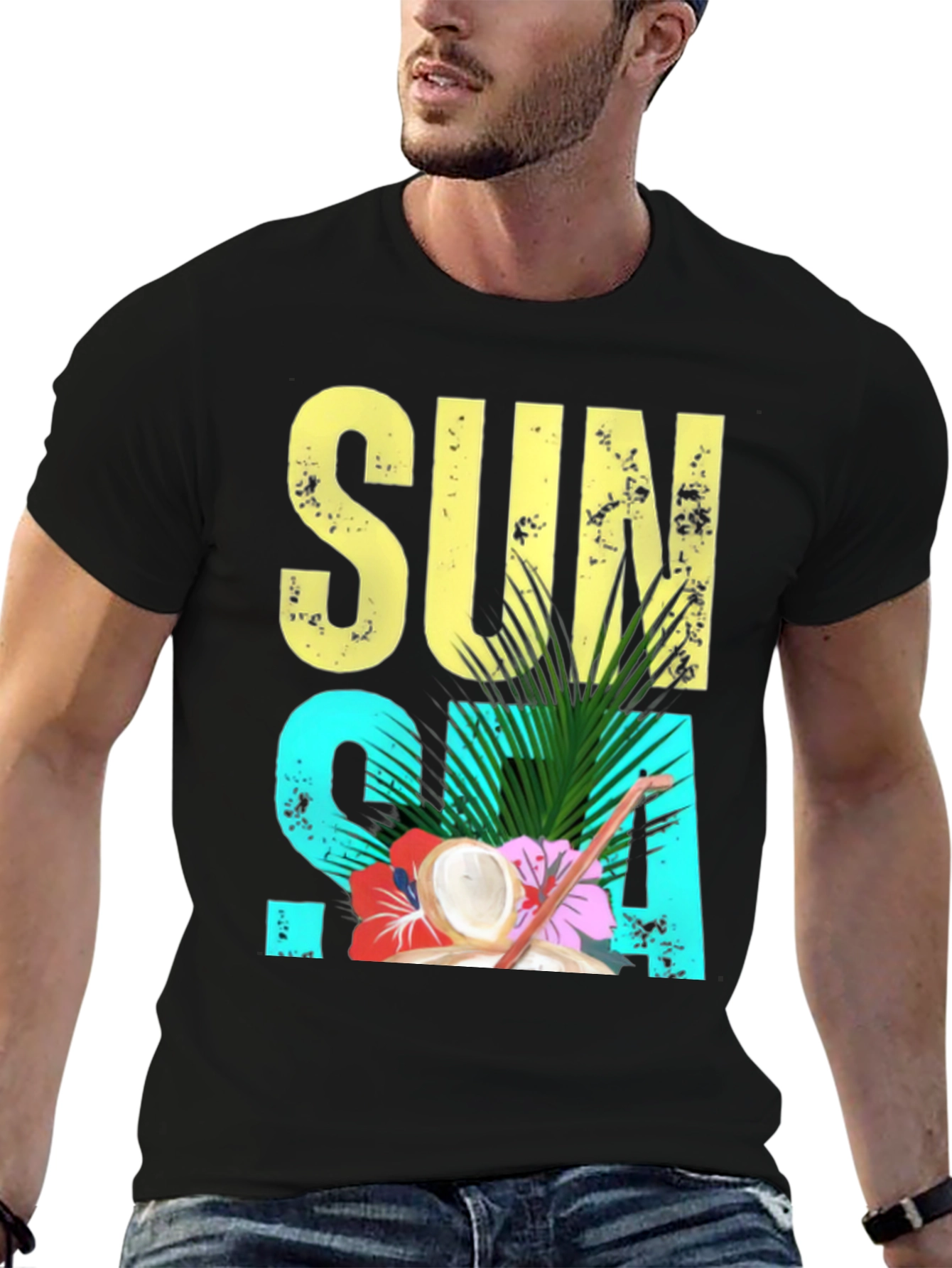 Sun Sea Summer T-Shirt - Coconut Tropical Design