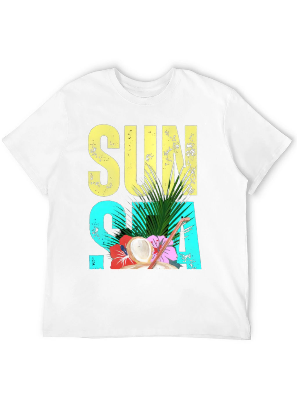 Sun Sea Summer T-Shirt - Coconut Tropical Design