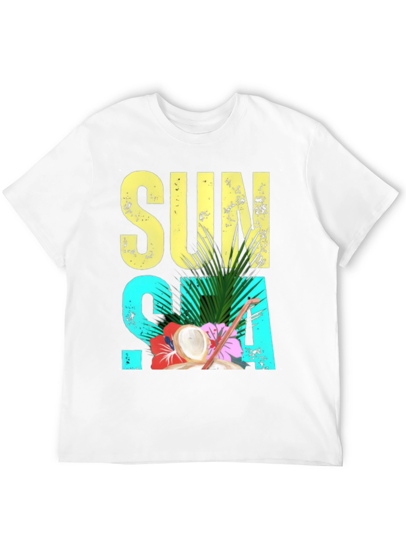 Sun Sea Summer T-Shirt - Coconut Tropical Design