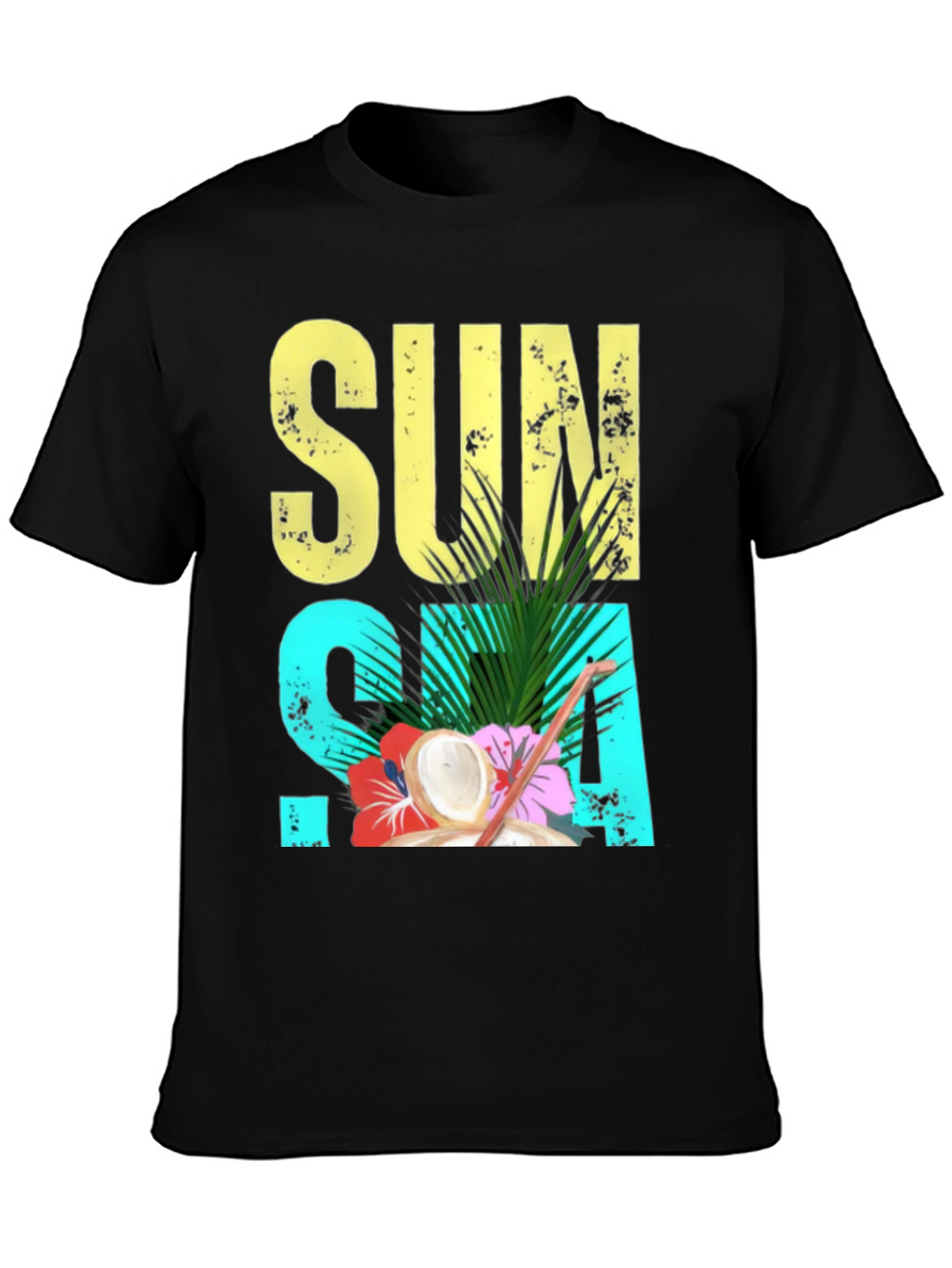 Sun Sea Summer T-Shirt - Coconut Tropical Design