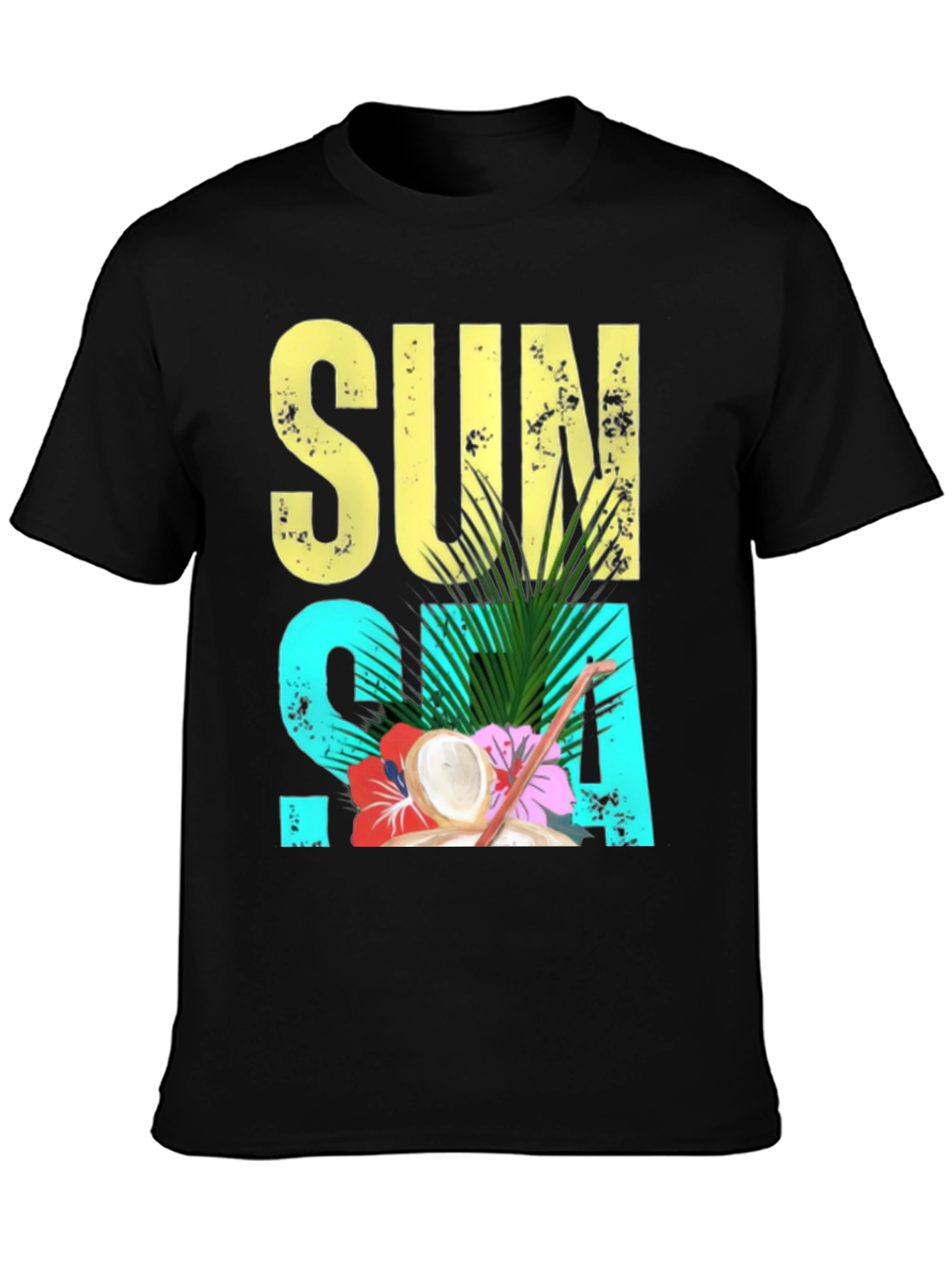 Sun Sea Summer T-Shirt - Coconut Tropical Design
