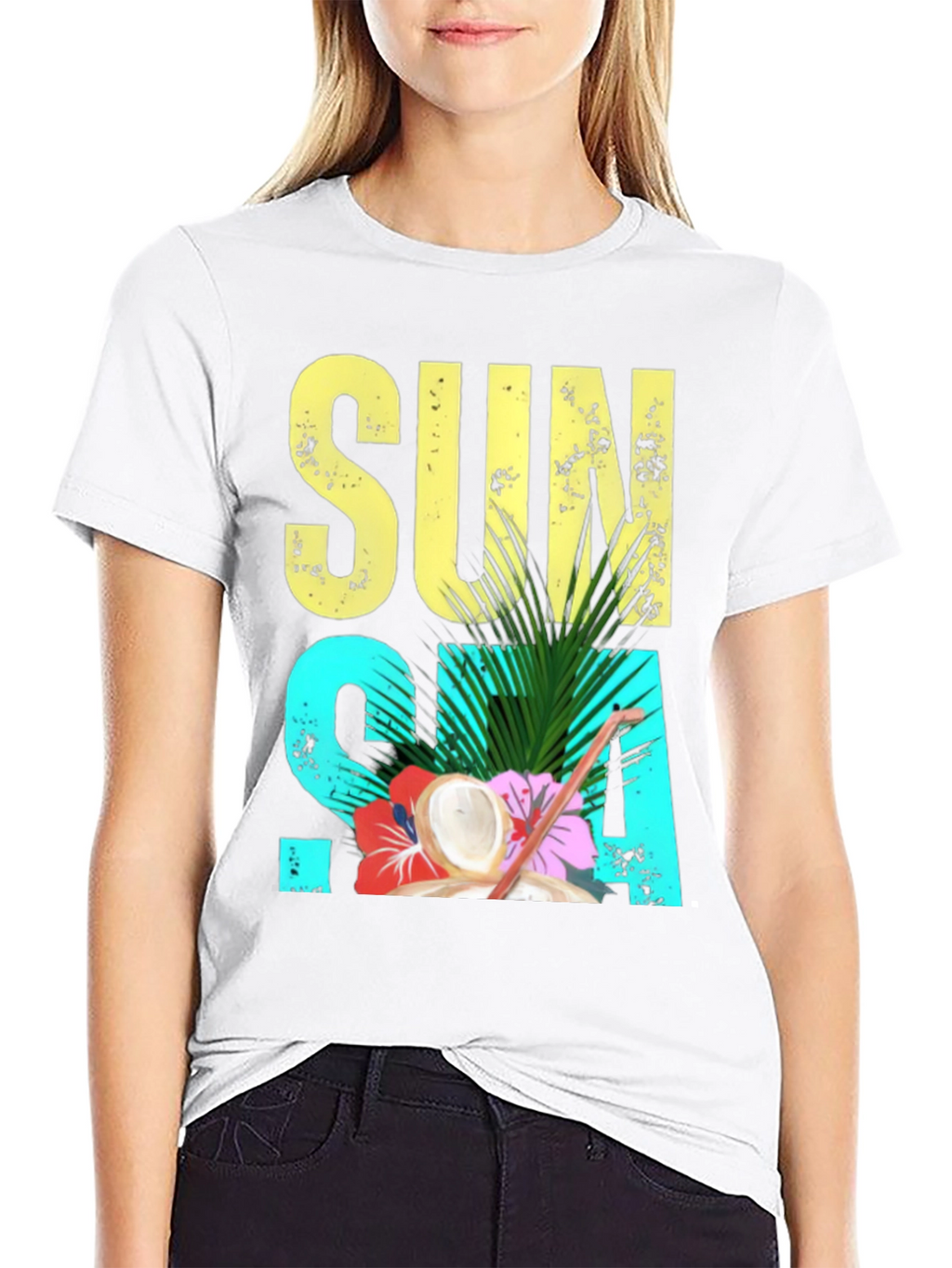 Sun Sea Summer T-Shirt - Coconut Tropical Design
