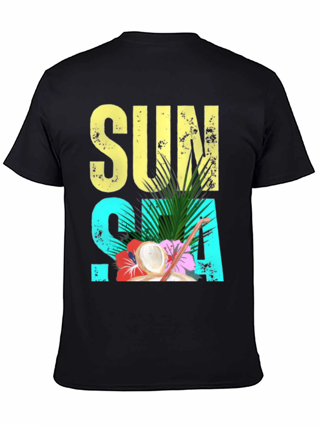Sun Sea Summer T-Shirt - Coconut Tropical Design