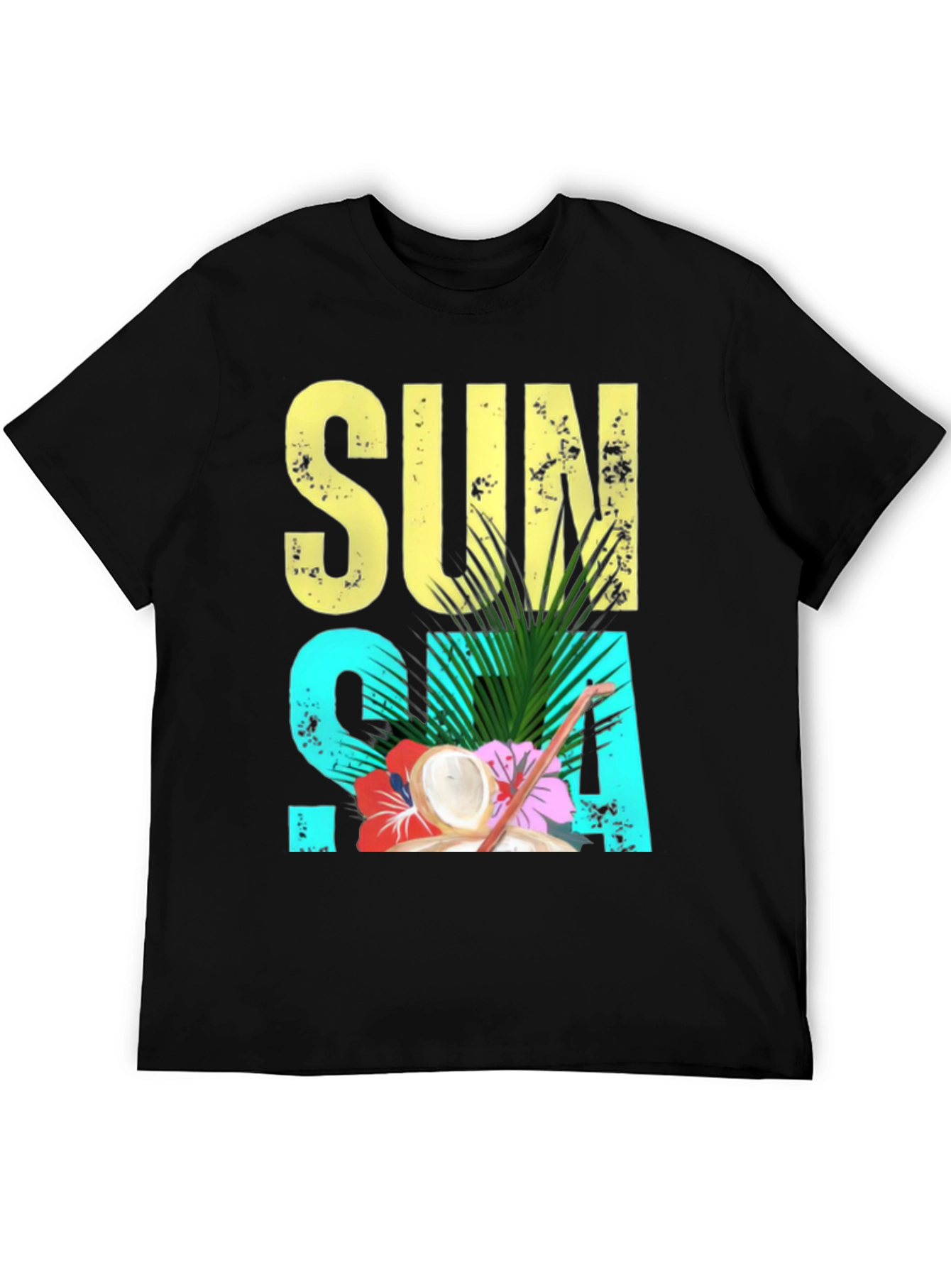 Sun Sea Summer T-Shirt - Coconut Tropical Design