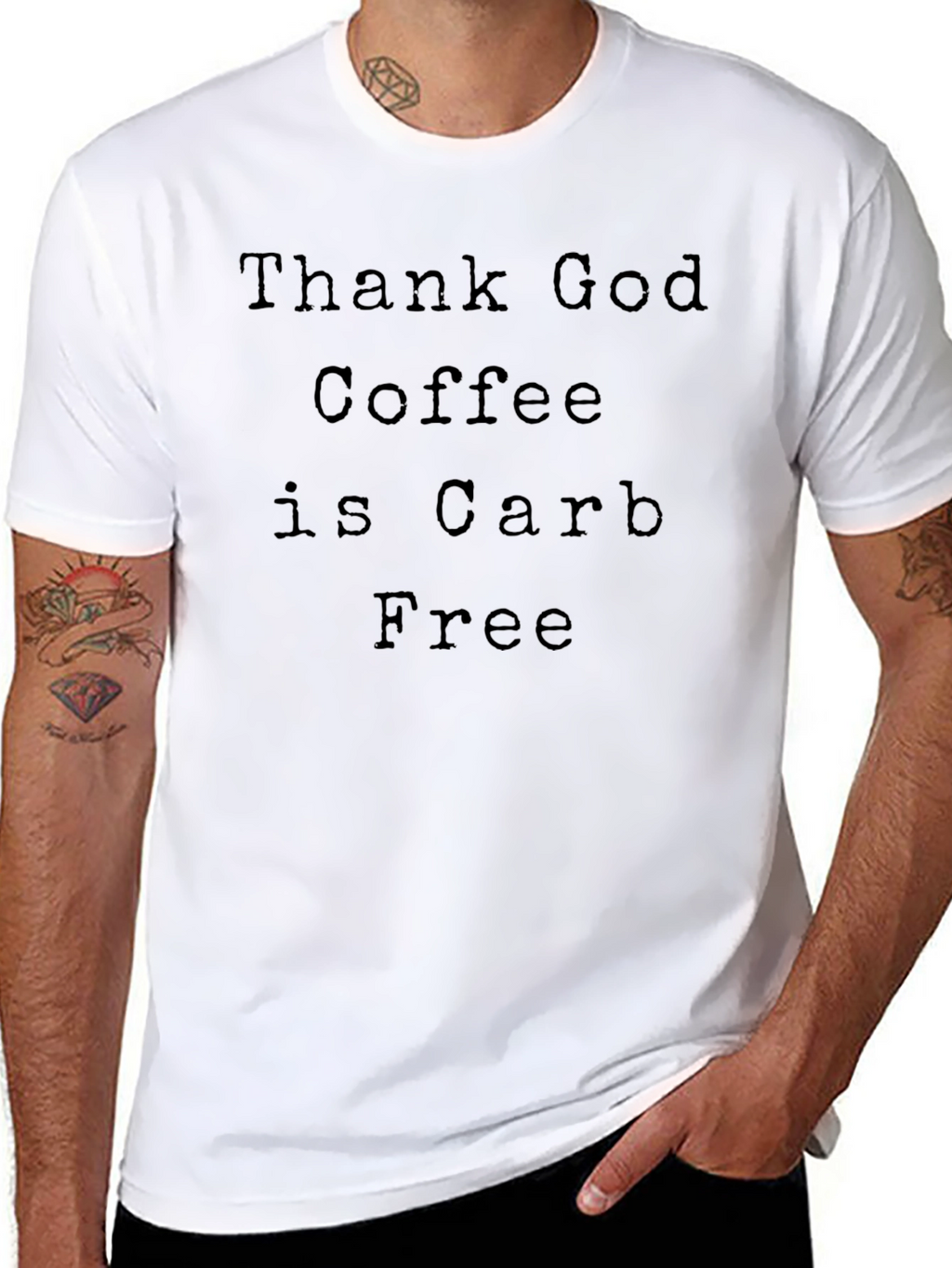 Coffee Lovers Tee: Thank God Coffee is Carb Free