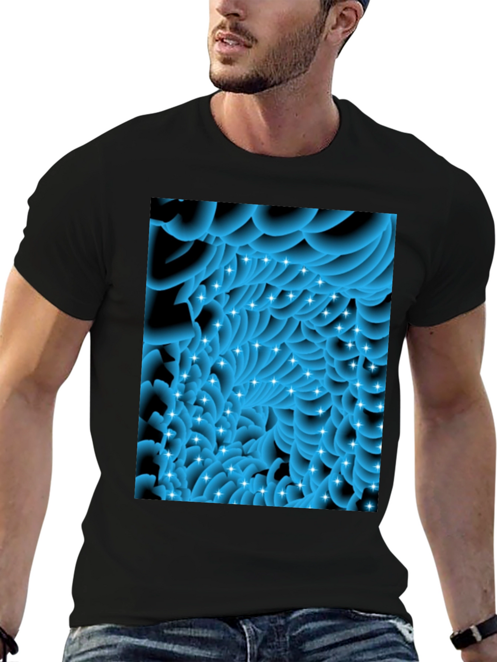 Abstract Swirls Tee - Modern Graphic Black T-Shirt