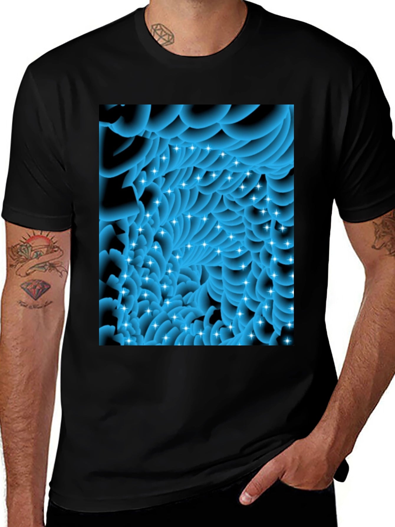 Abstract Swirls Tee - Modern Graphic Black T-Shirt