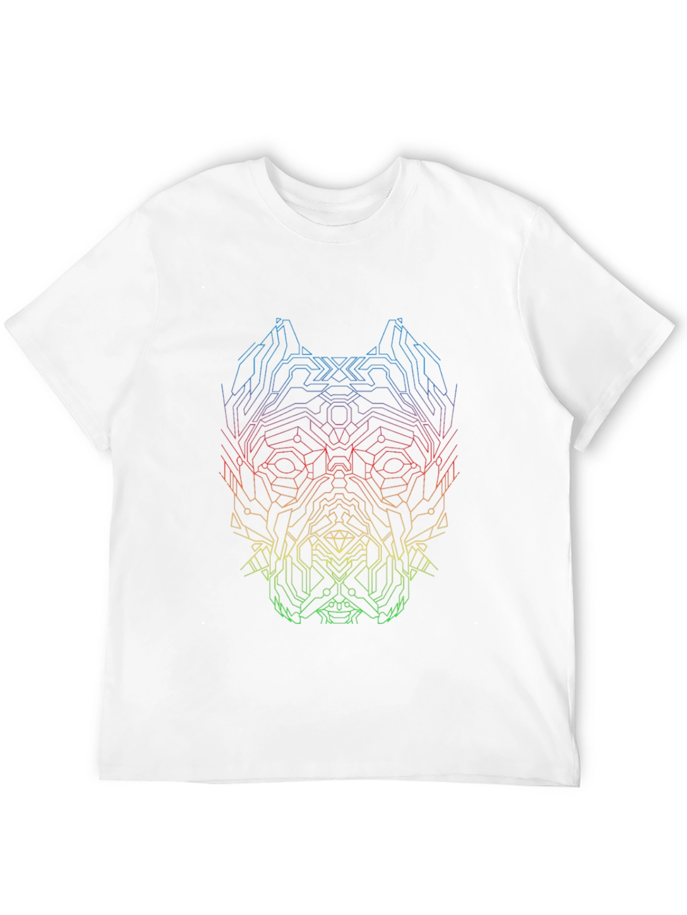Geometric Dog Graphic Tee - Abstract Rainbow Design