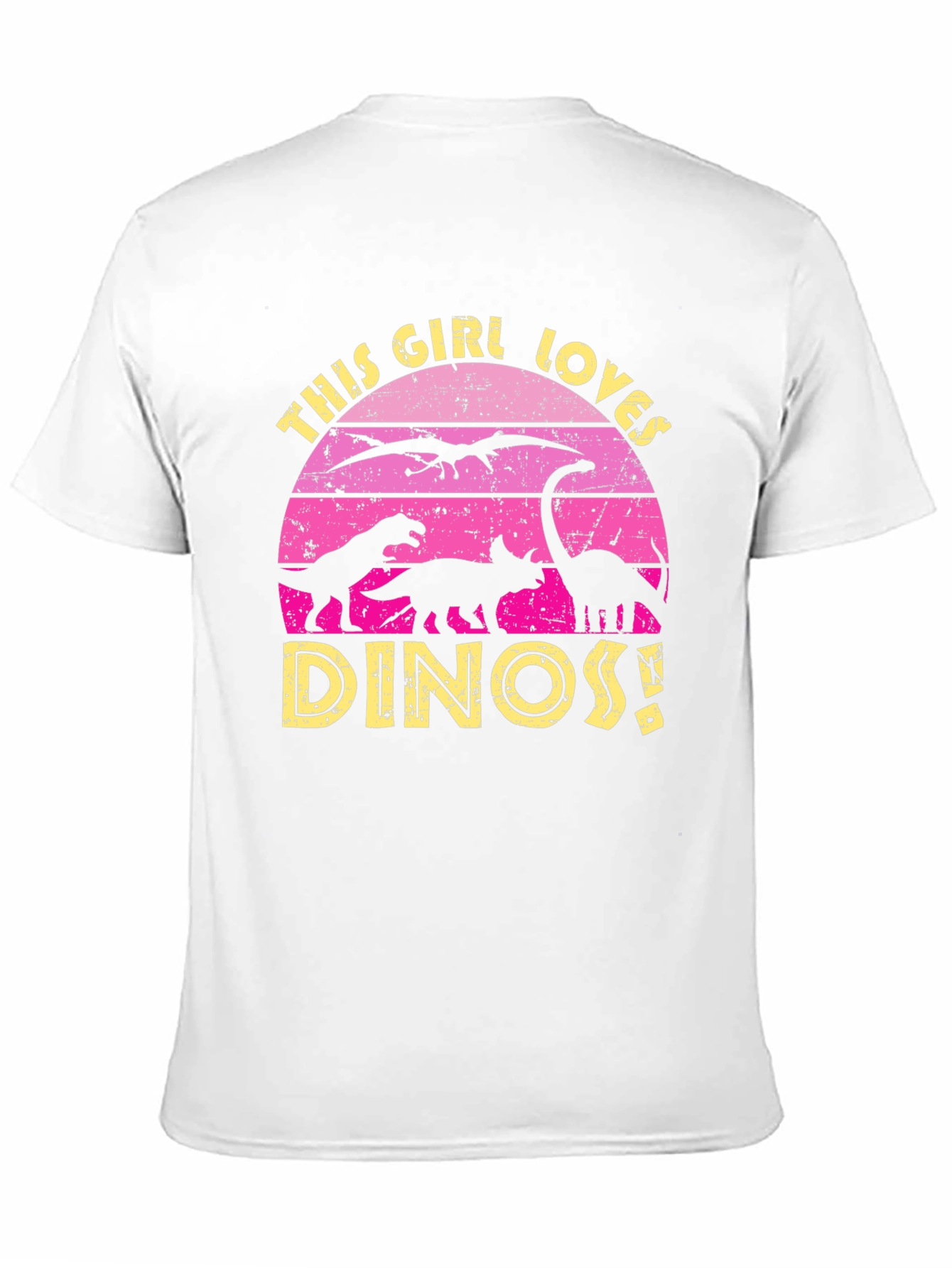 Girl Loves Dinos T-Shirt - Vintage Dinosaur Sunset Tee
