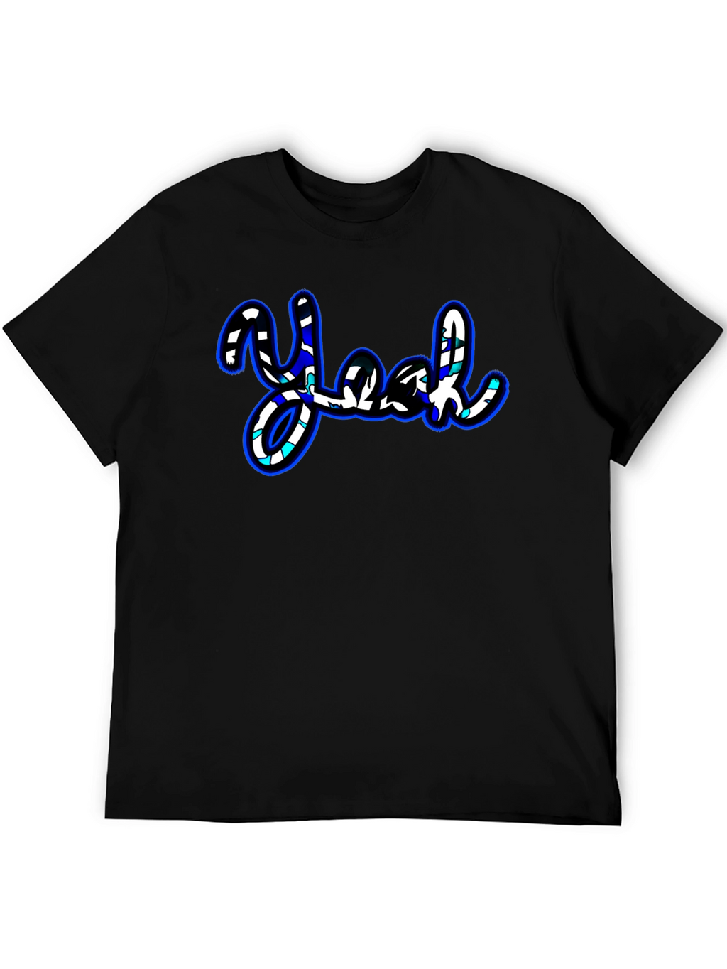 Stylish Yeah Graphic Print Black T-Shirt