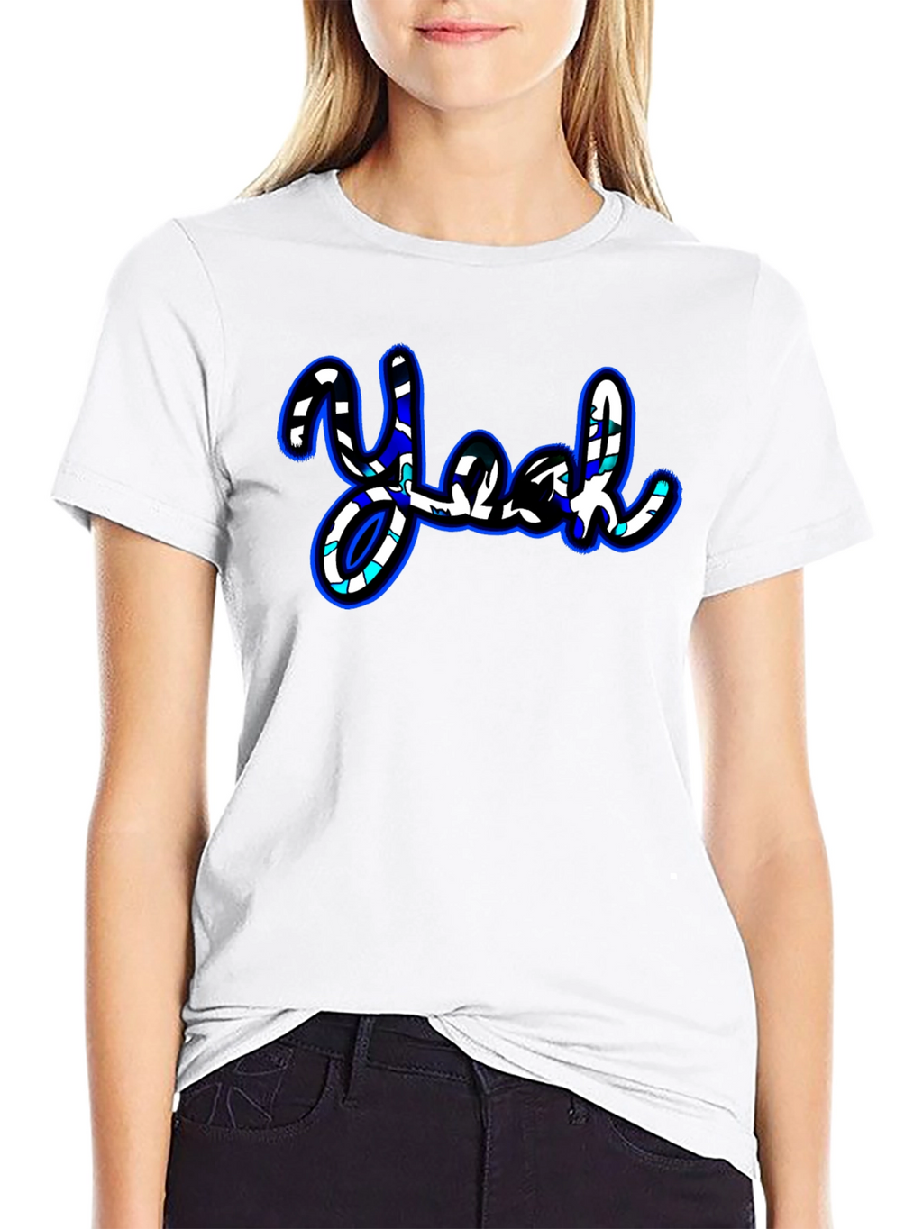 Stylish Yeah Graphic Print Black T-Shirt