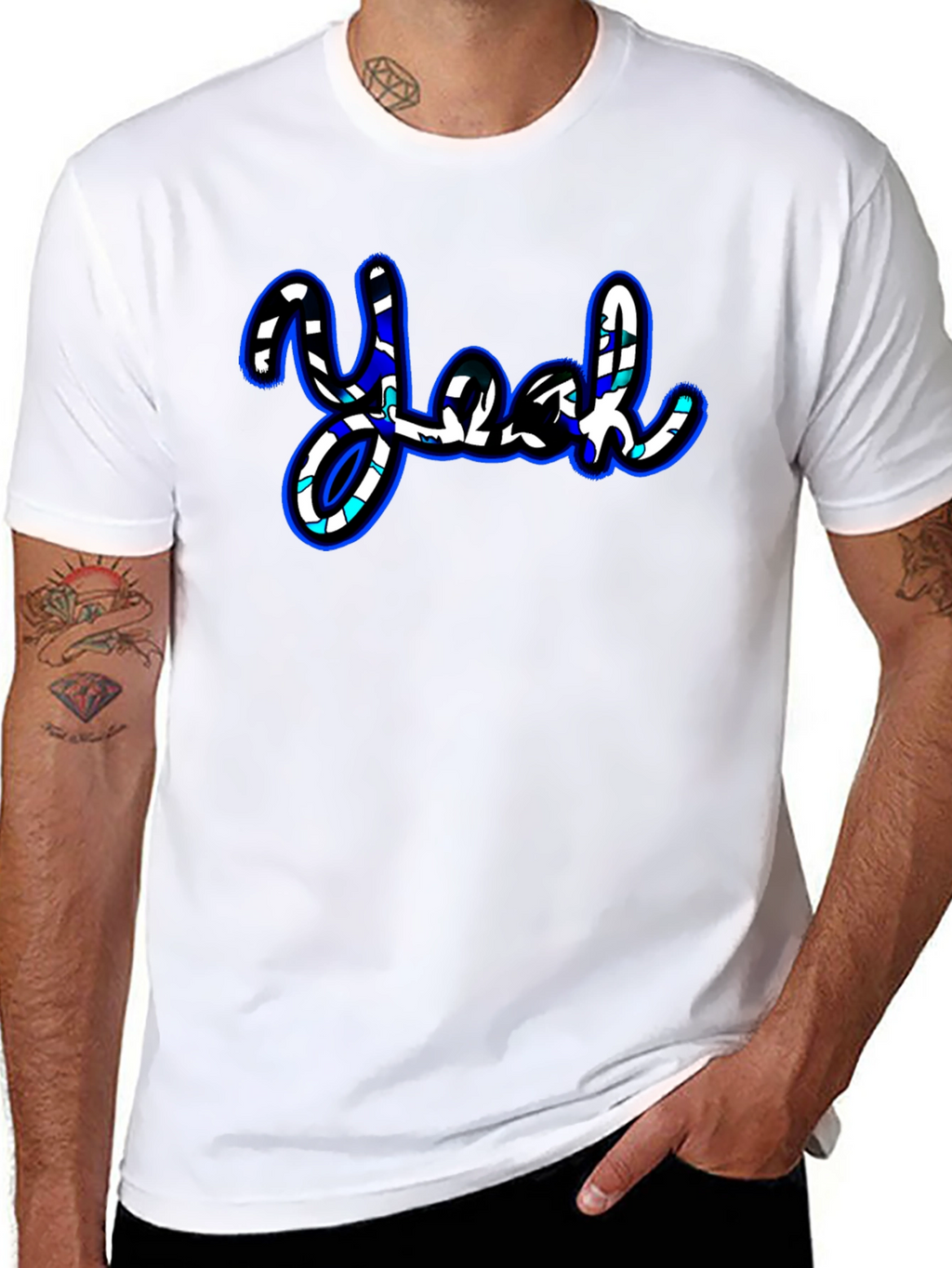 Stylish Yeah Graphic Print Black T-Shirt