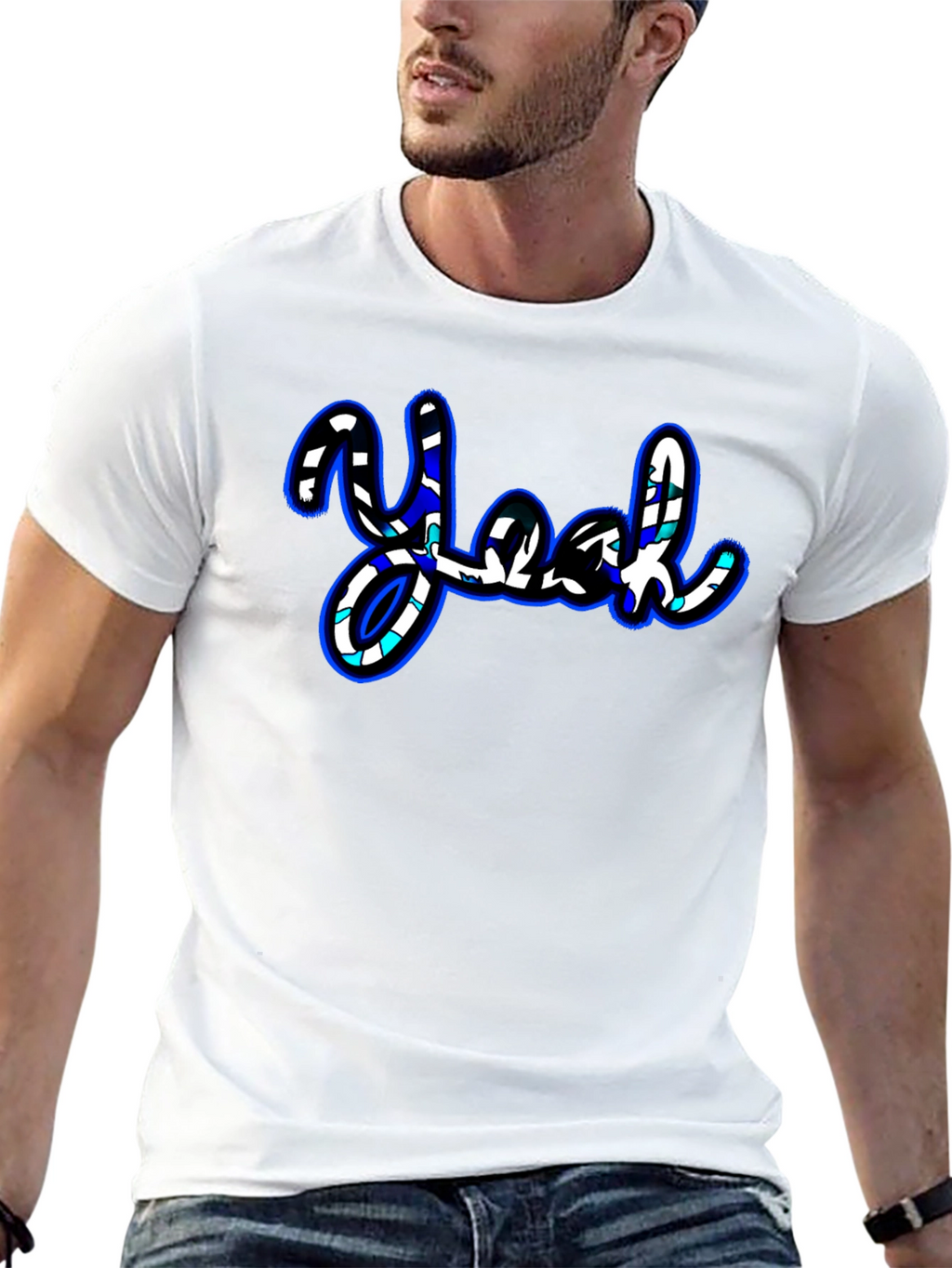 Stylish Yeah Graphic Print Black T-Shirt