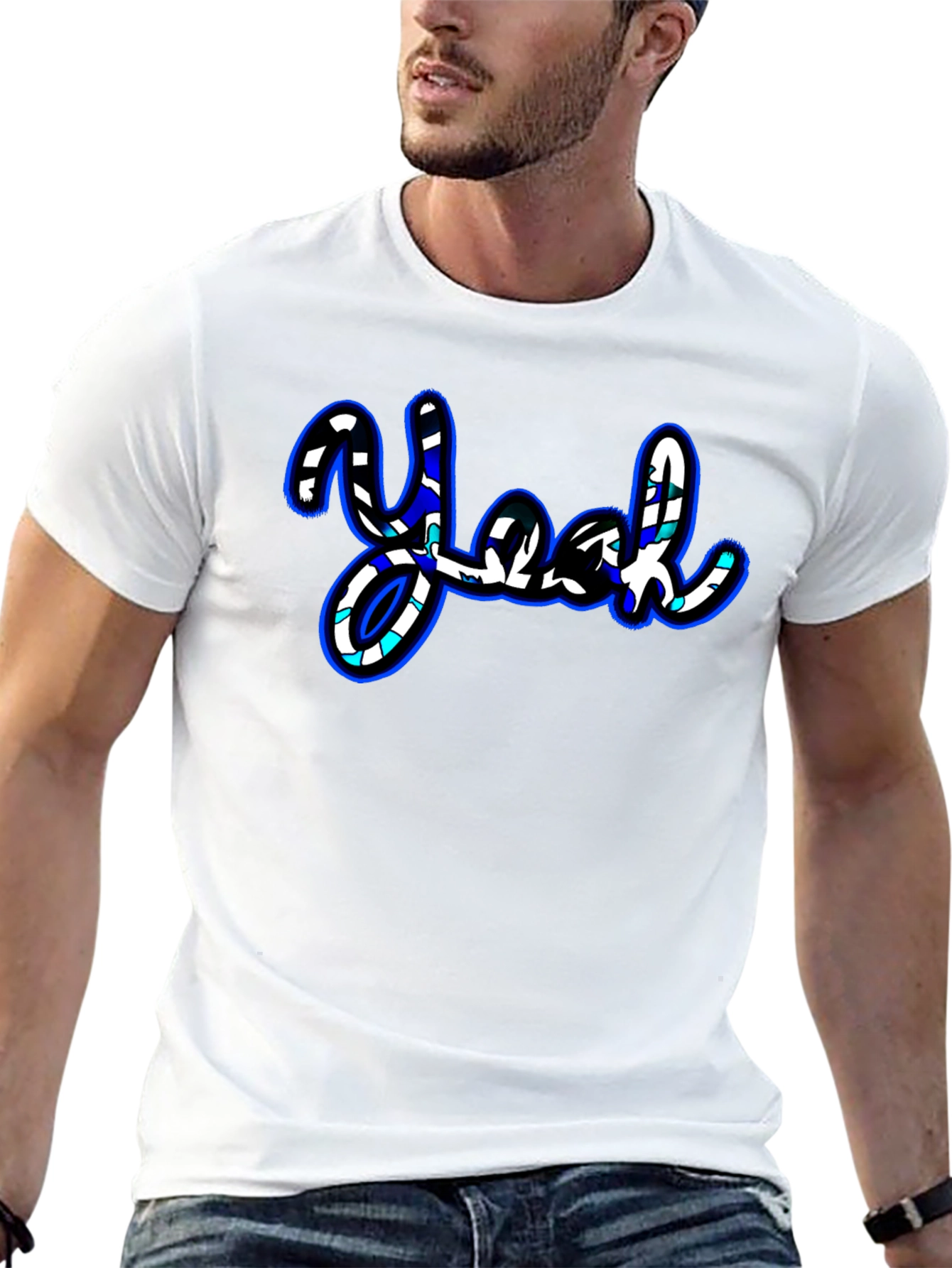 Stylish Yeah Graphic Print Black T-Shirt