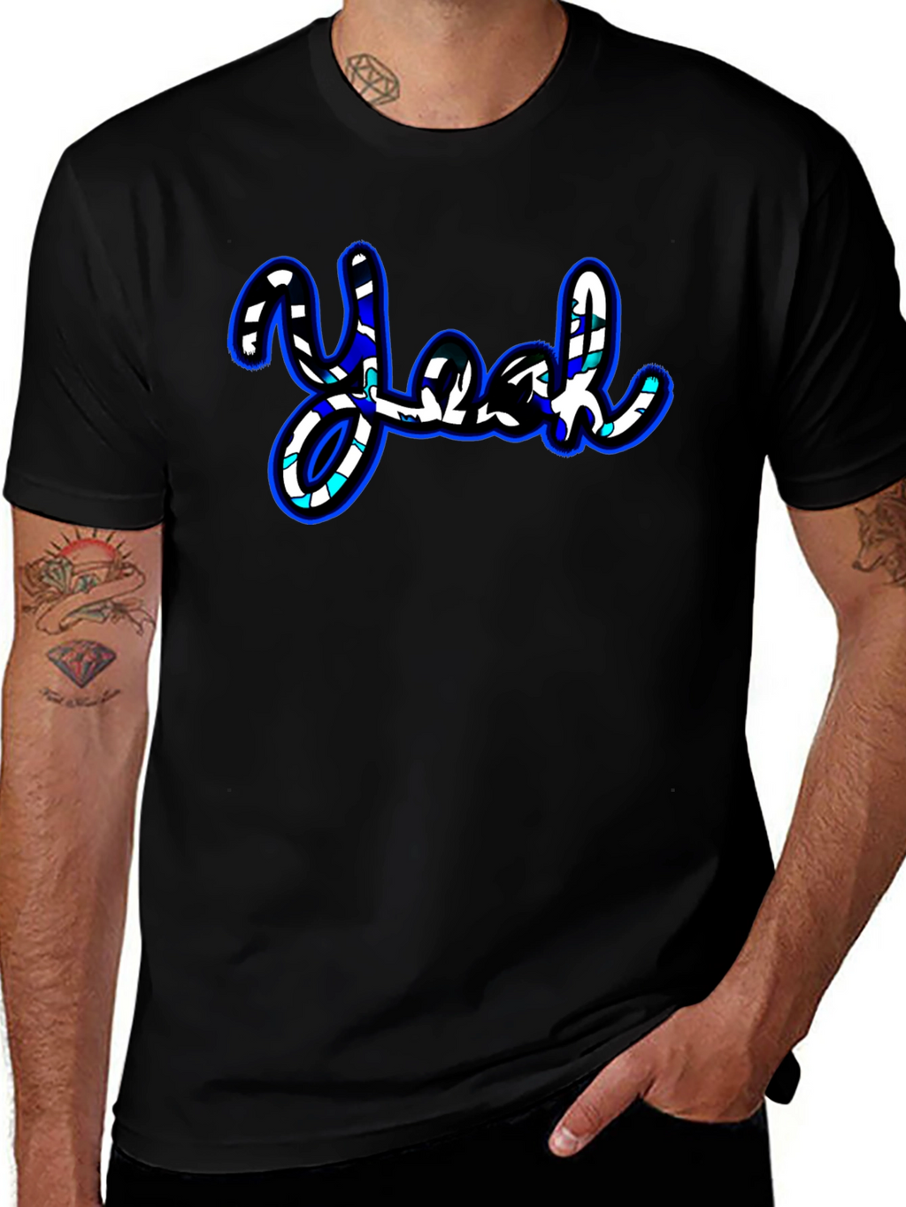 Stylish Yeah Graphic Print Black T-Shirt
