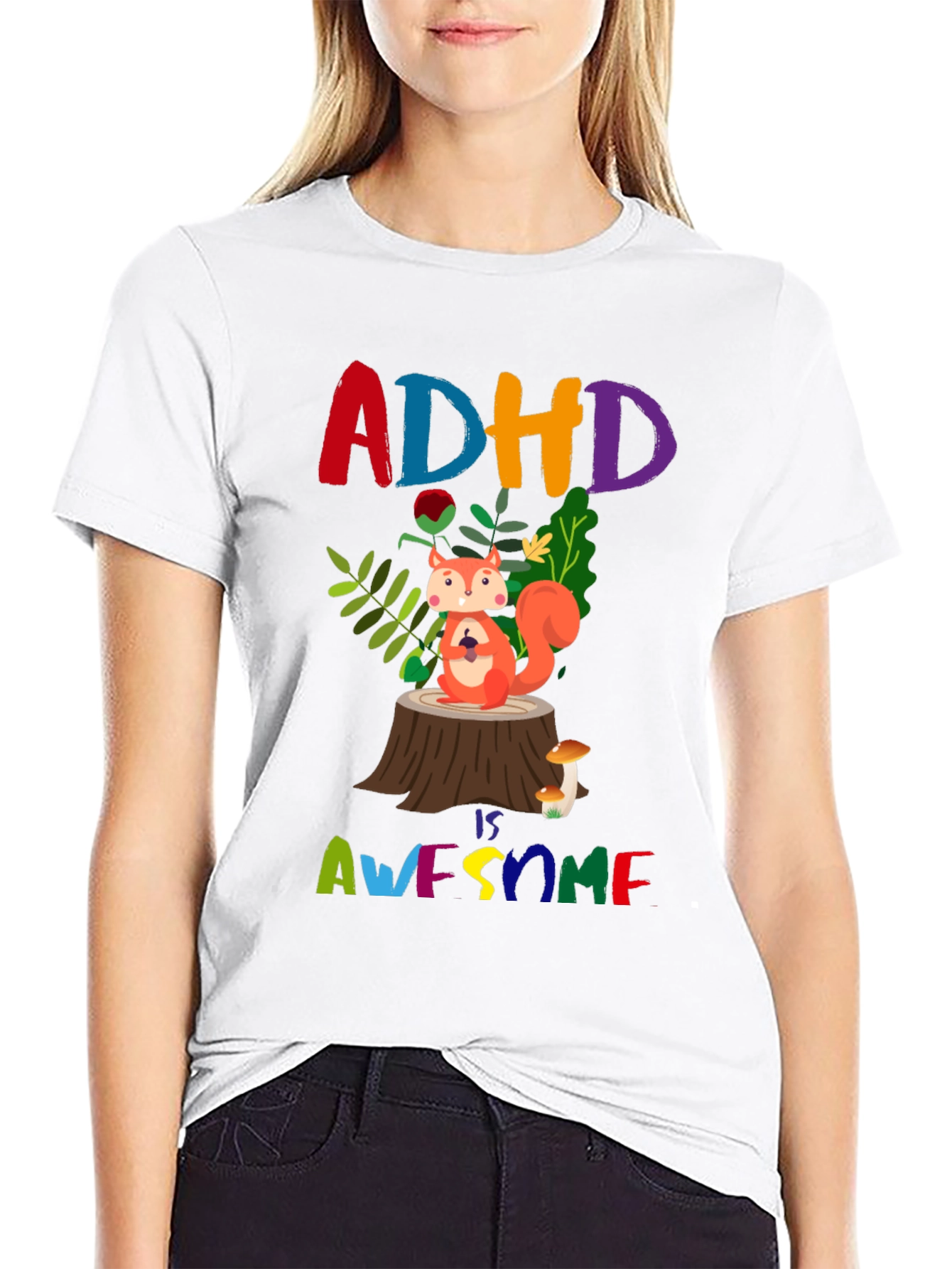 ADHD is Awesome T-Shirt - Colorful Squirrel Design