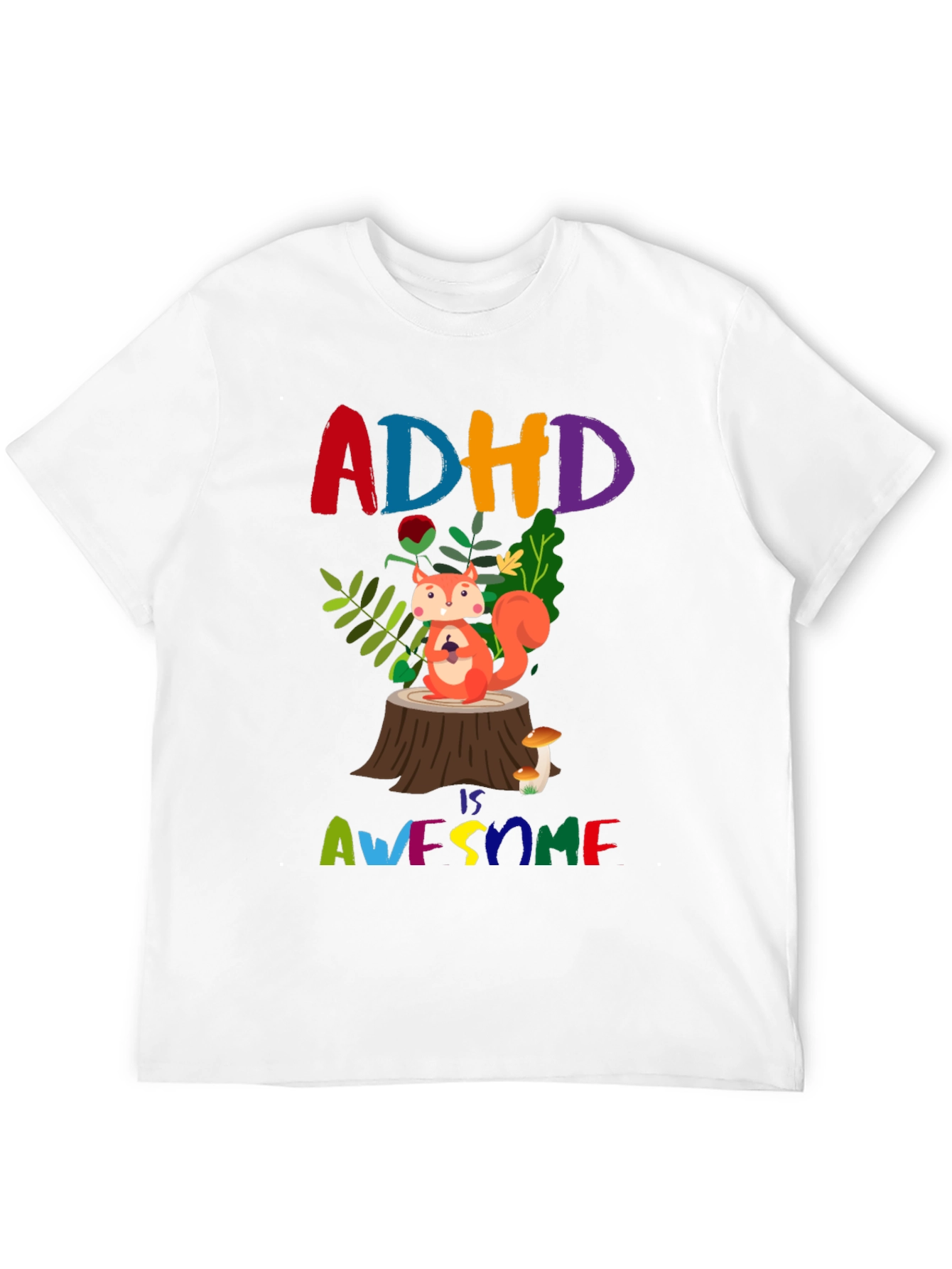 ADHD is Awesome T-Shirt - Colorful Squirrel Design