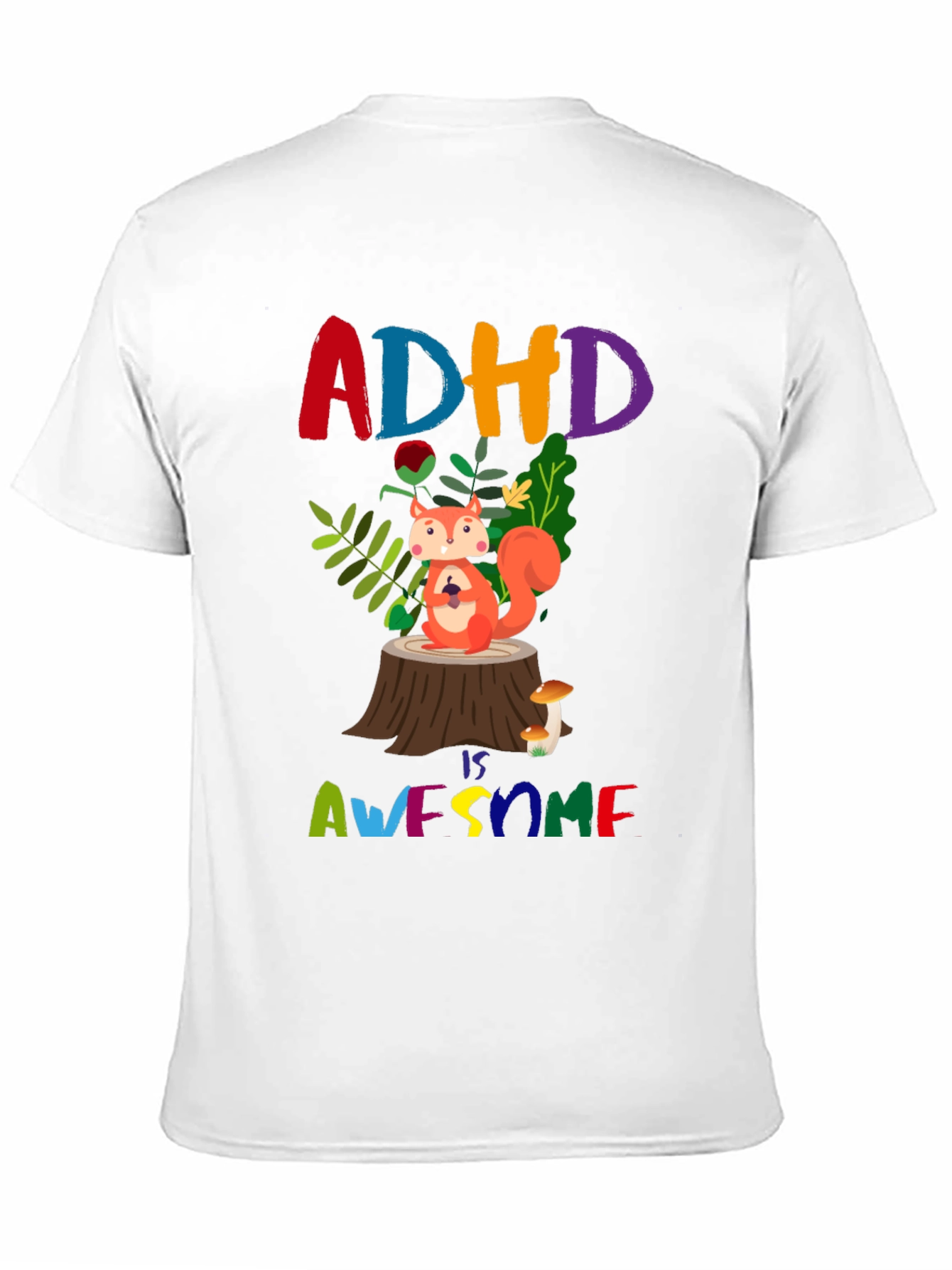 ADHD is Awesome T-Shirt - Colorful Squirrel Design