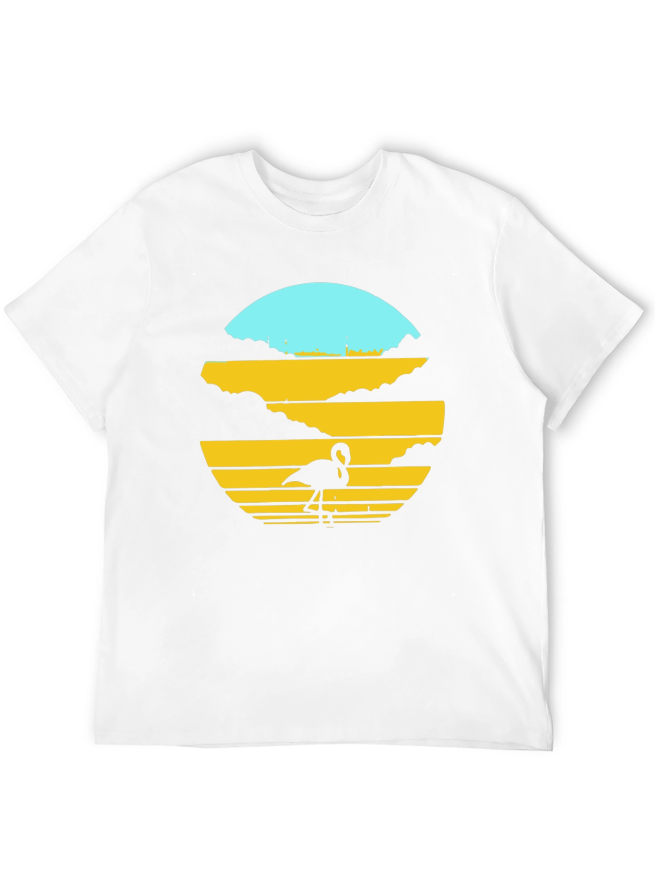 Sunset Flamingo Graphic Tee - Black Cotton Blend