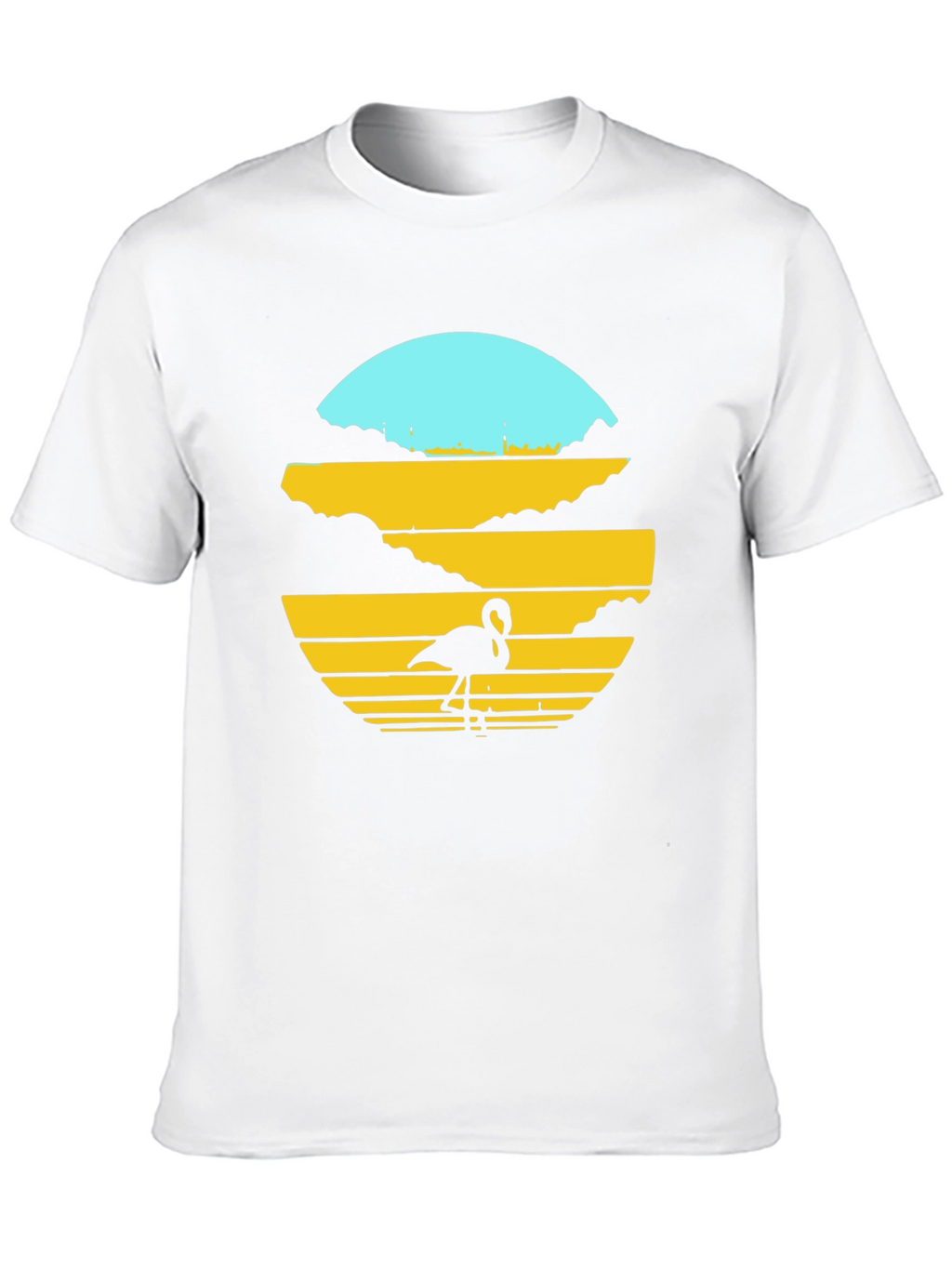 Sunset Flamingo Graphic Tee - Black Cotton Blend