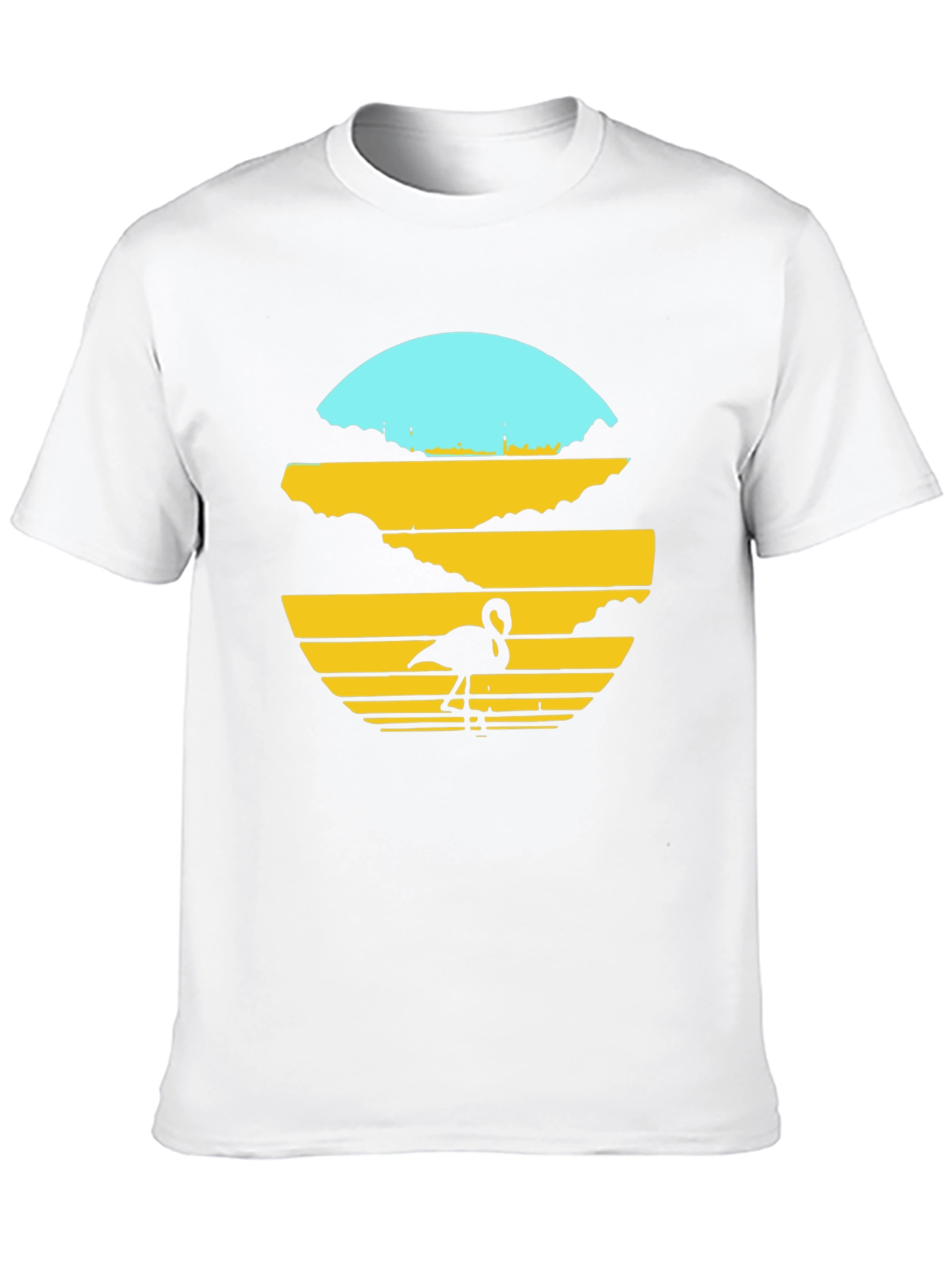 Sunset Flamingo Graphic Tee - Black Cotton Blend