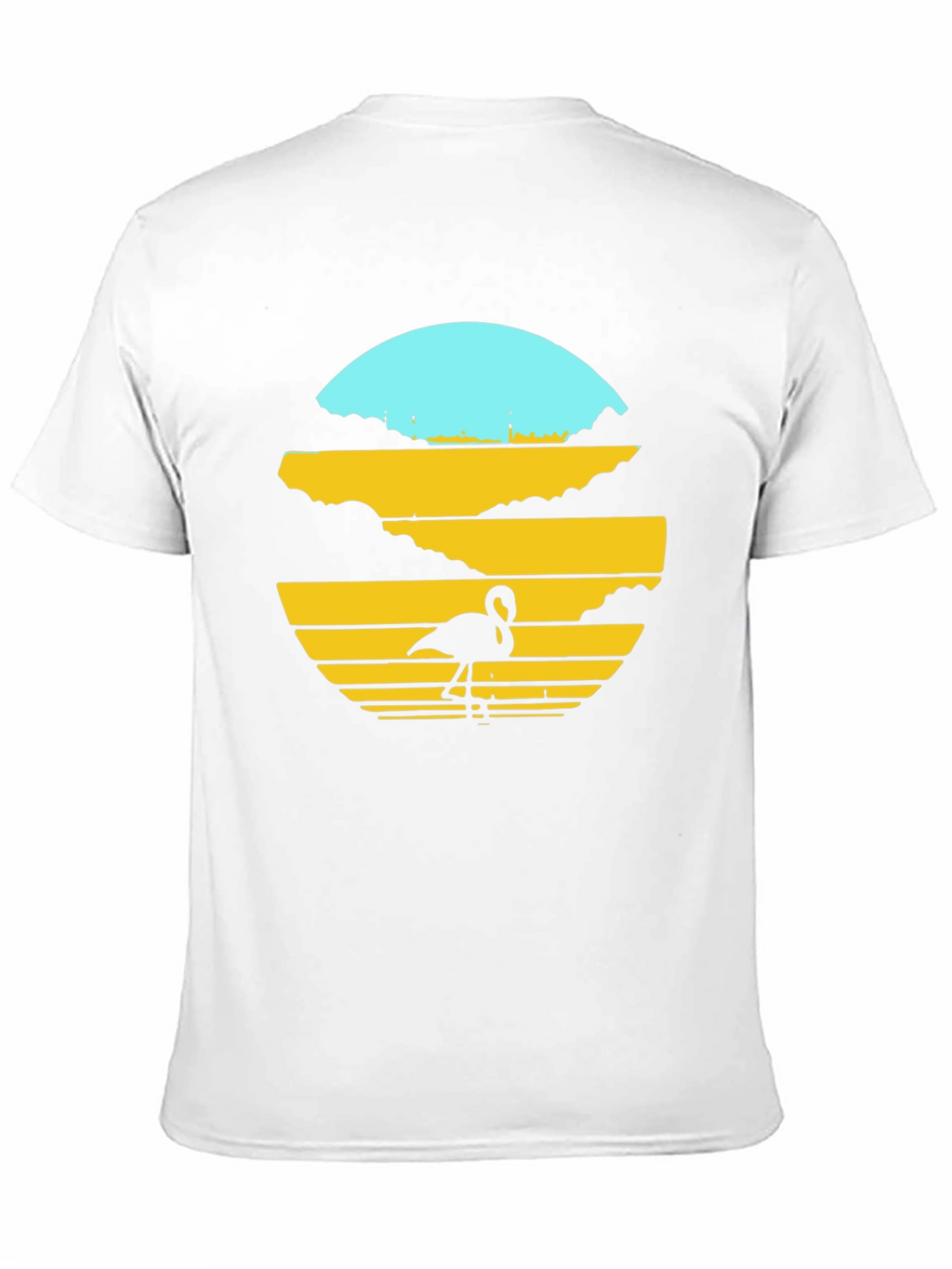 Sunset Flamingo Graphic Tee - Black Cotton Blend