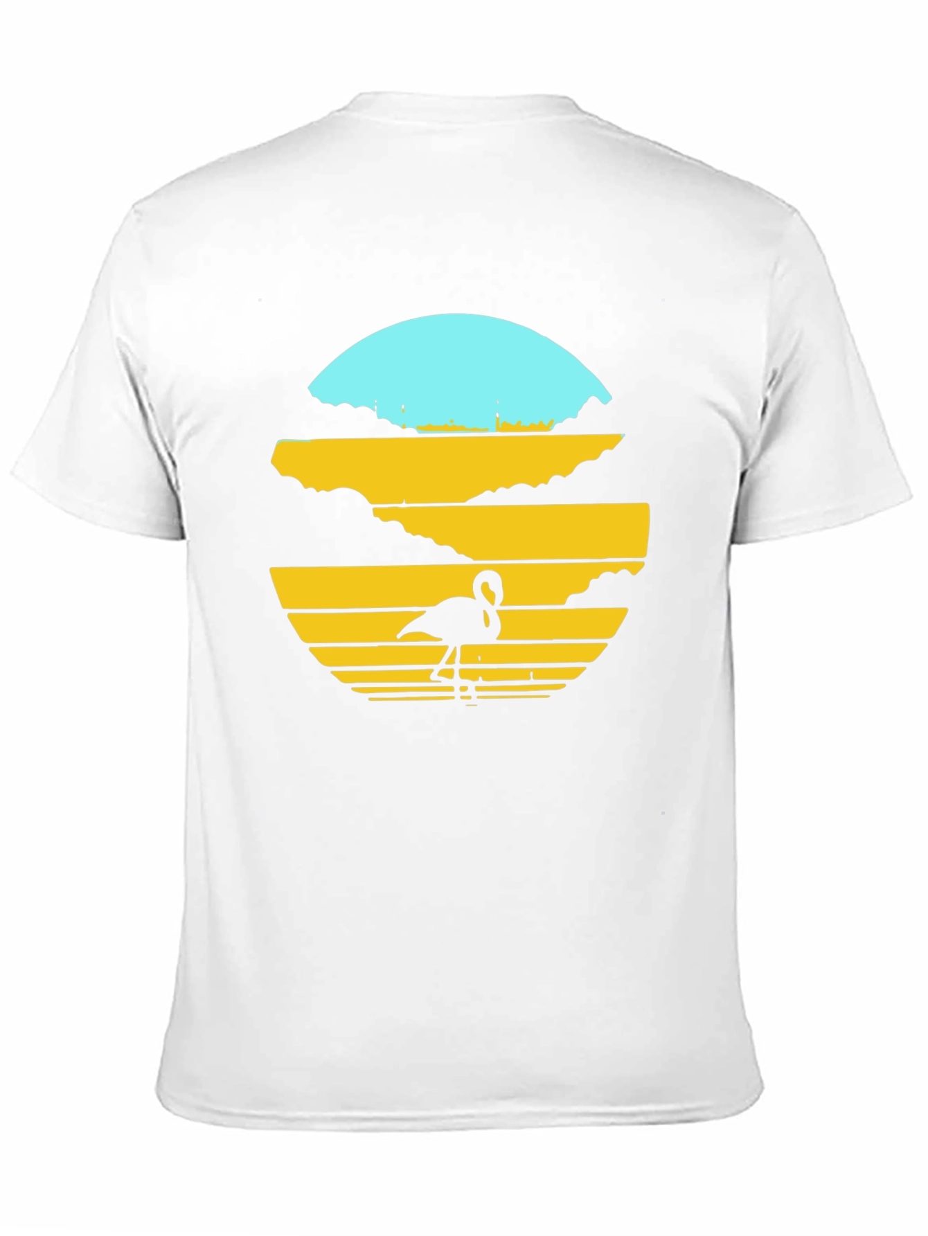 Sunset Flamingo Graphic Tee - Black Cotton Blend