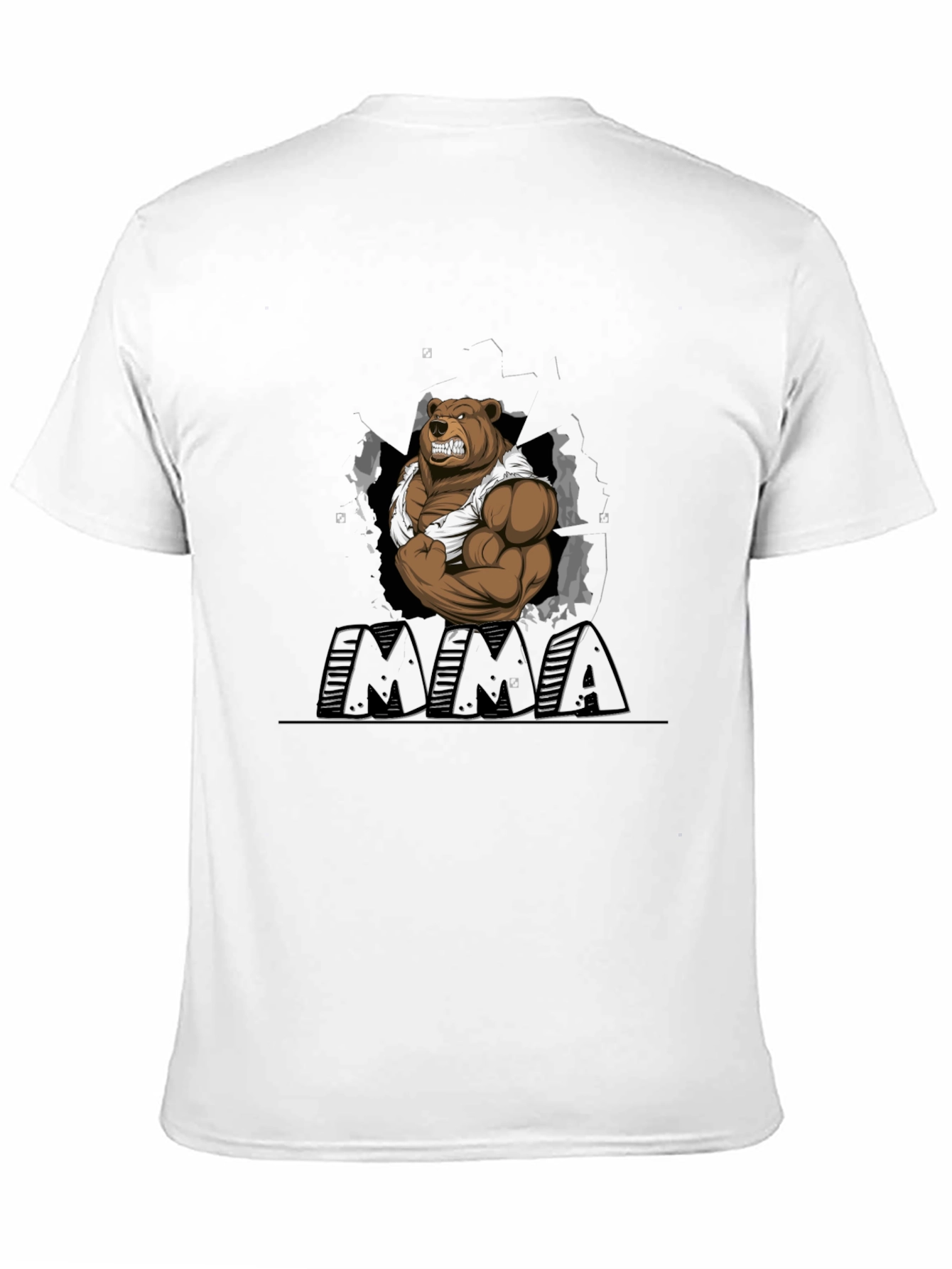MMA Bear Graphic T-Shirt - Black Cotton Blend