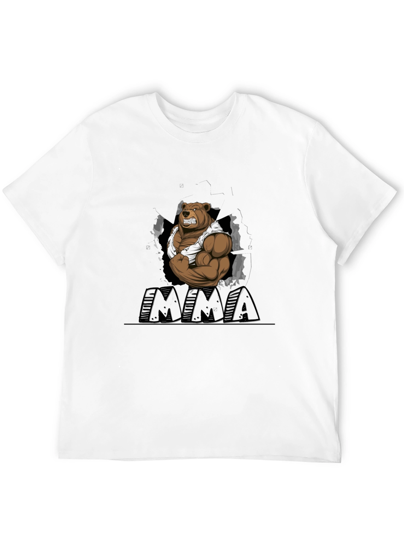 MMA Bear Graphic T-Shirt - Black Cotton Blend