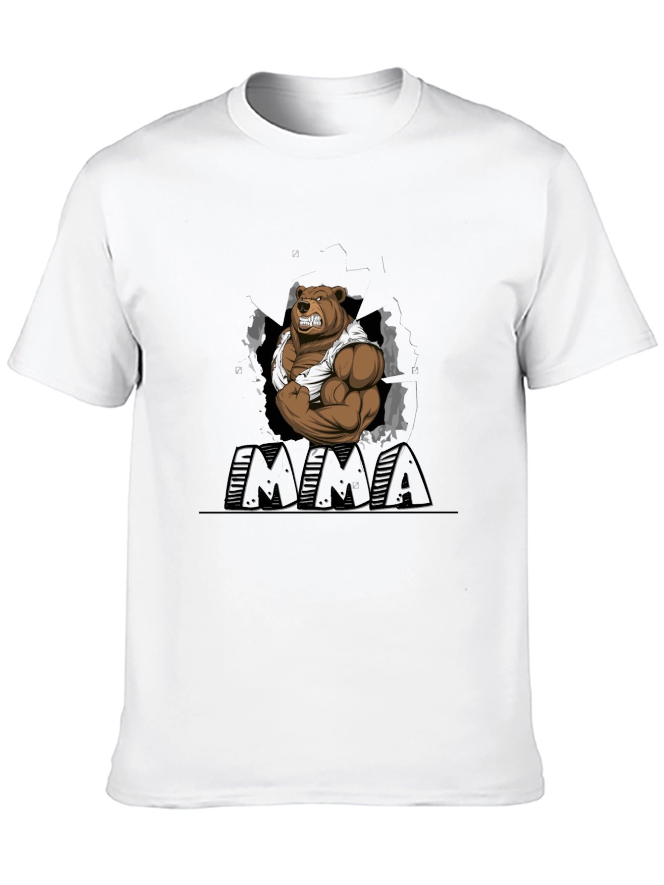 MMA Bear Graphic T-Shirt - Black Cotton Blend