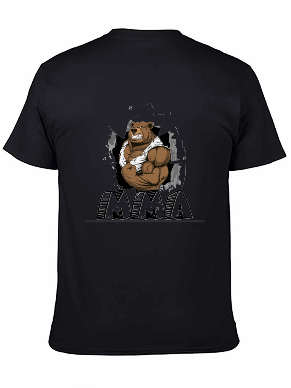 MMA Bear Graphic T-Shirt - Black Cotton Blend