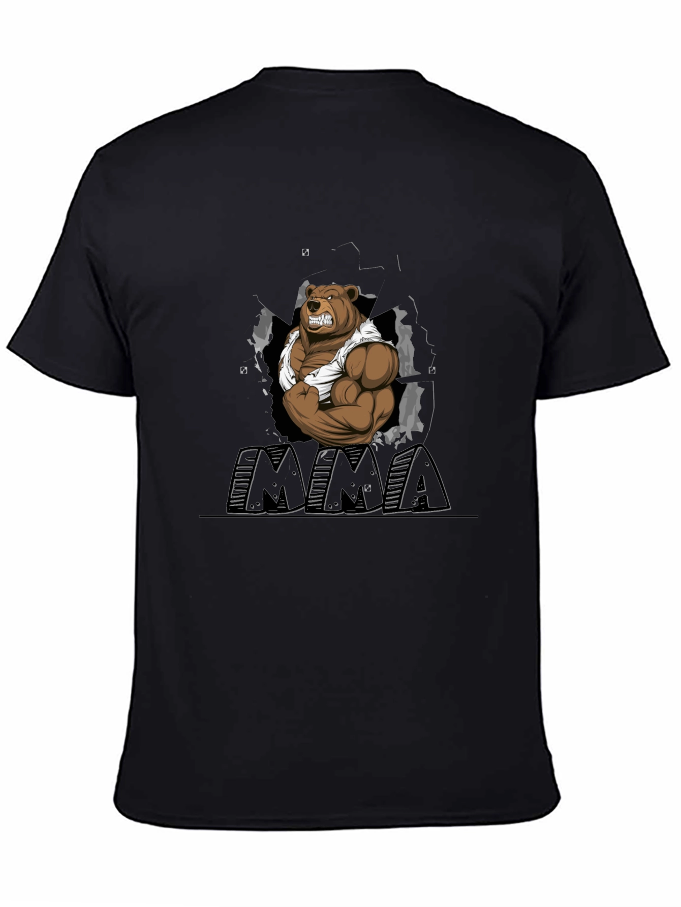 MMA Bear Graphic T-Shirt - Black Cotton Blend