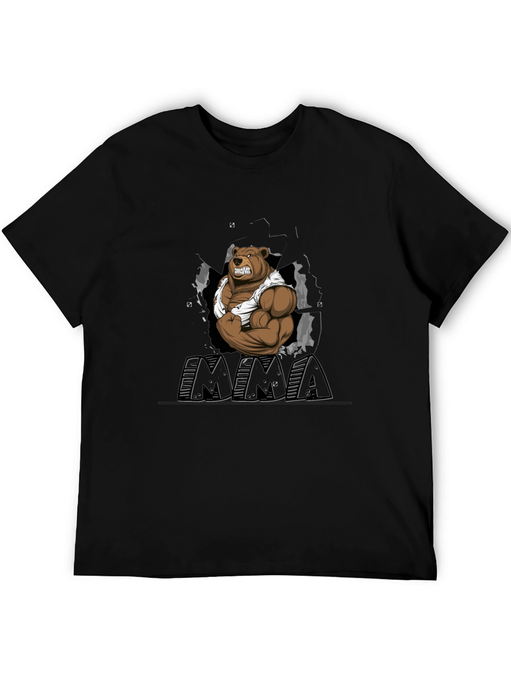 MMA Bear Graphic T-Shirt - Black Cotton Blend