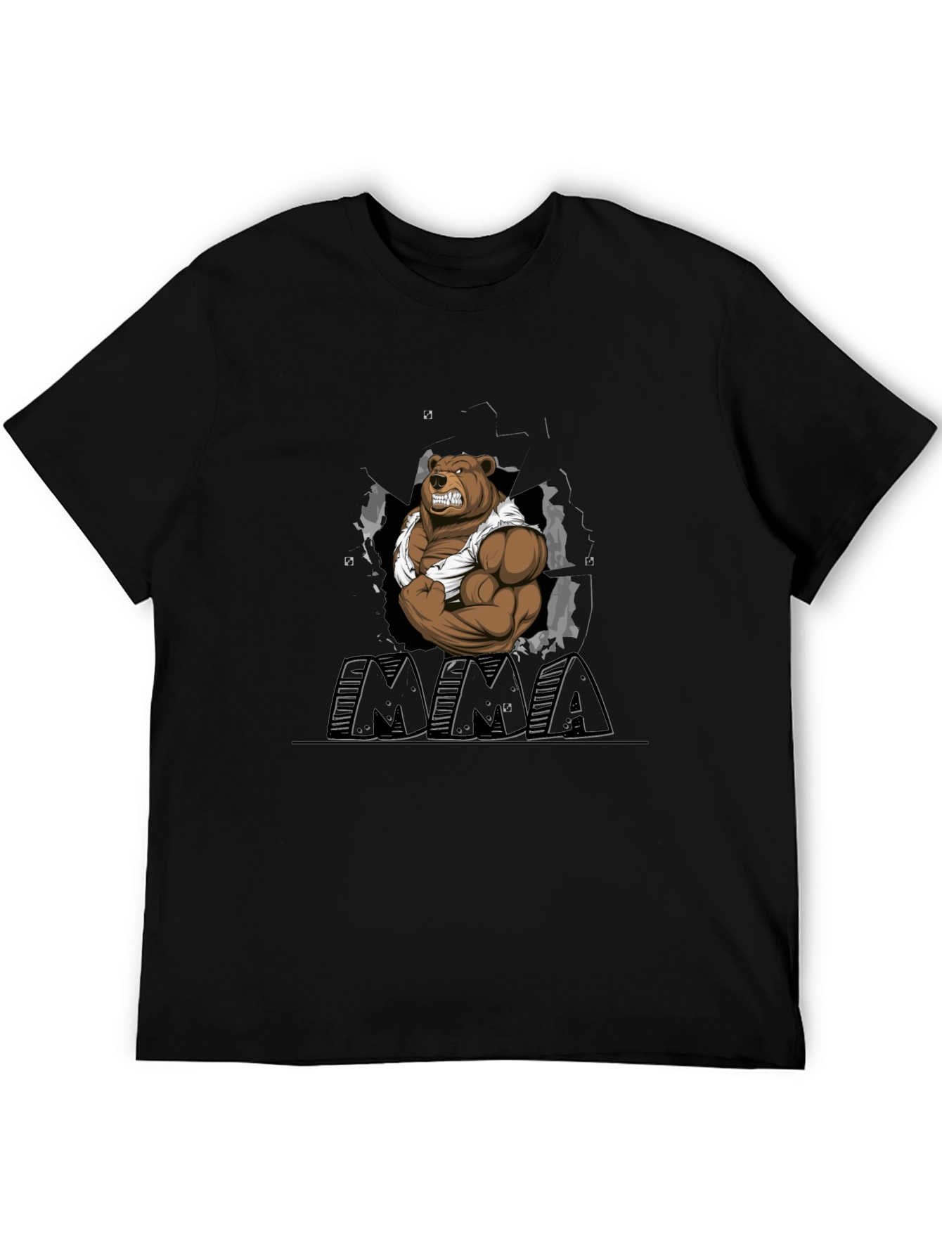 MMA Bear Graphic T-Shirt - Black Cotton Blend