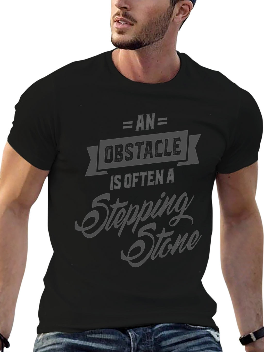 Obstacle Stepping Stone Graphic Tee - Black