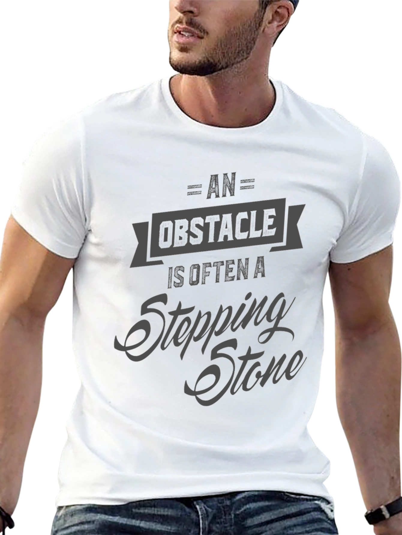 Obstacle Stepping Stone Graphic Tee - Black