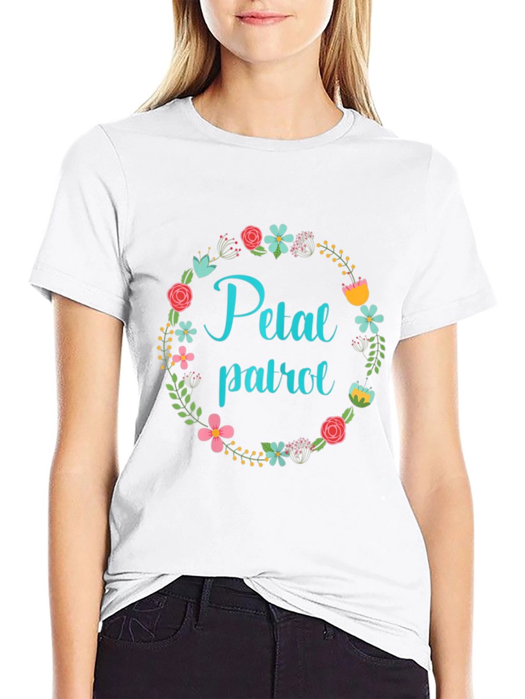 Floral Petal Patrol Black T-Shirt