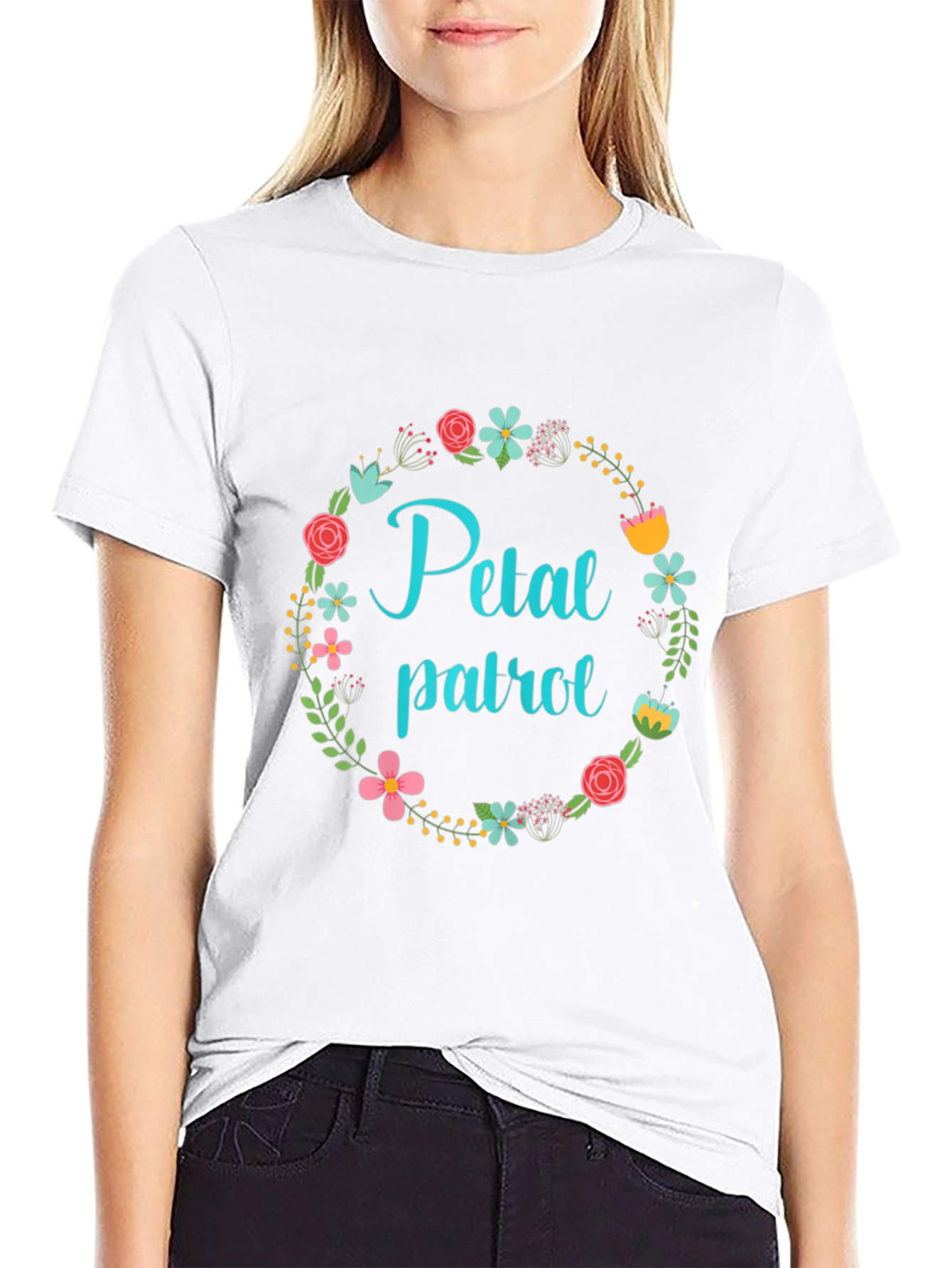 Floral Petal Patrol Black T-Shirt