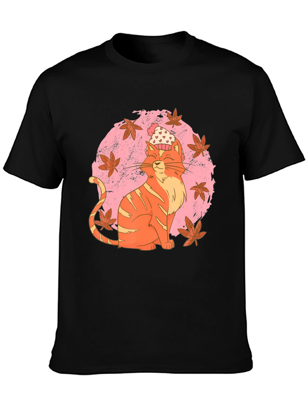 Whimsical Cat T-Shirt - Autumn Vibes