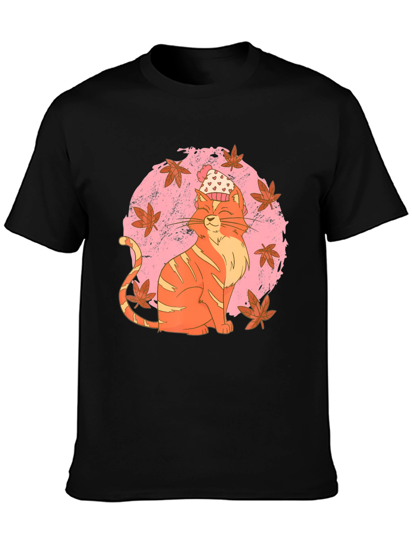 Whimsical Cat T-Shirt - Autumn Vibes