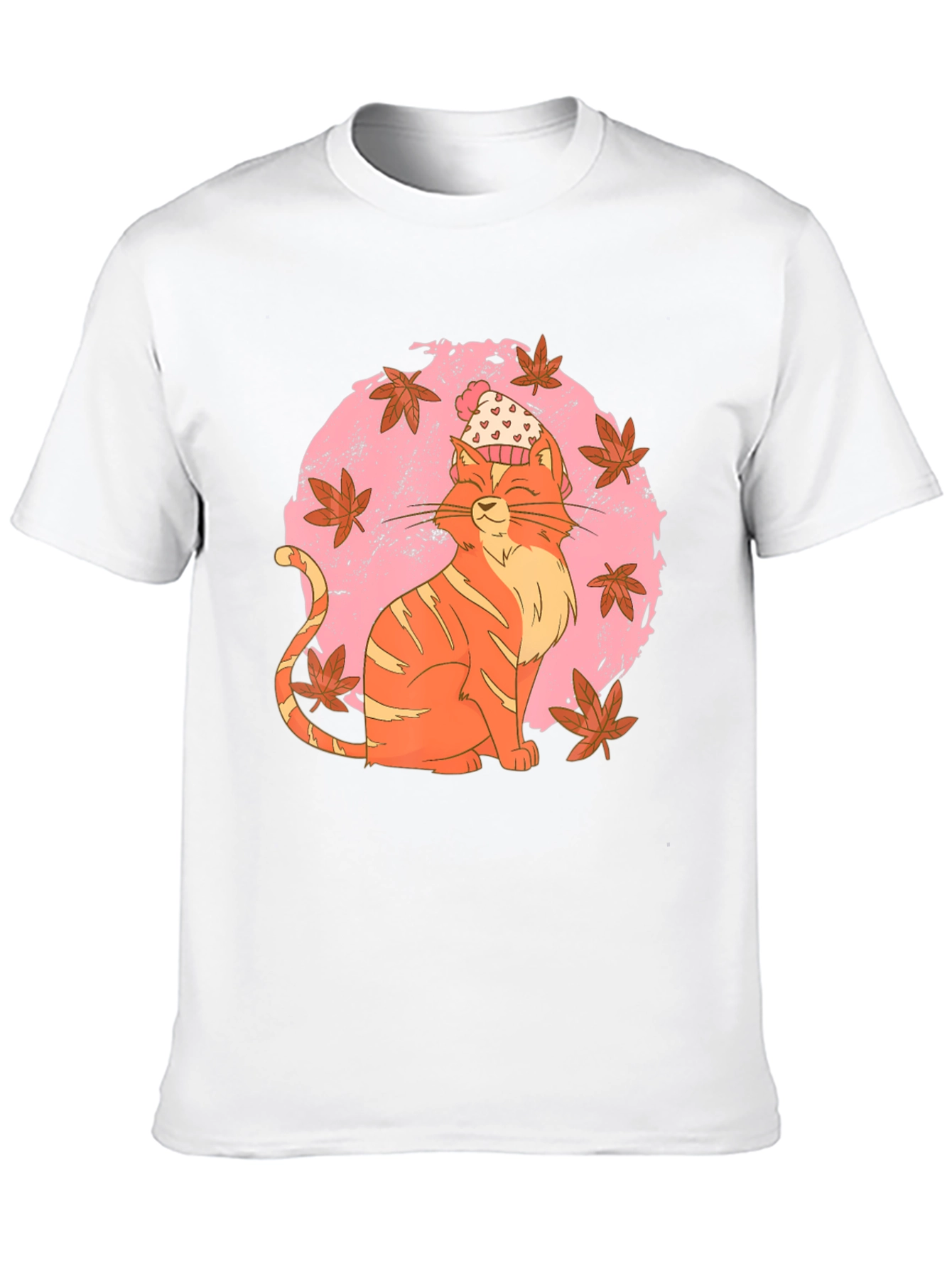 Whimsical Cat T-Shirt - Autumn Vibes