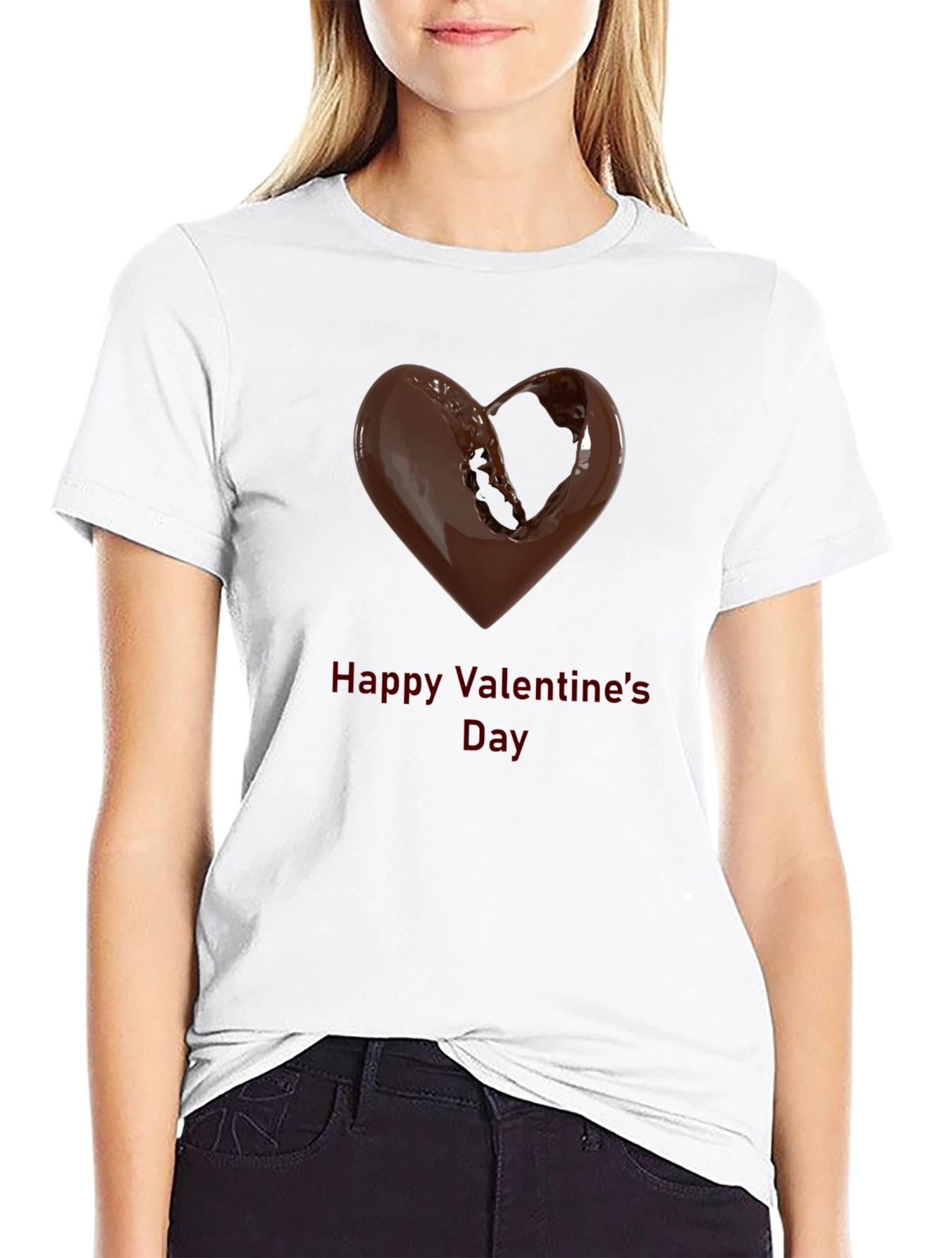 Chocolate Heart Valentines Day Graphic T-Shirt