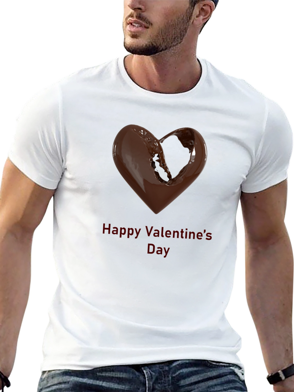 Chocolate Heart Valentines Day Graphic T-Shirt