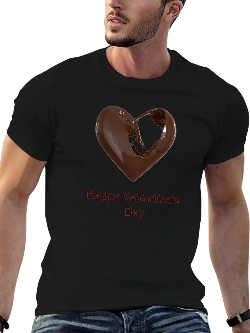 Chocolate Heart Valentines Day Graphic T-Shirt
