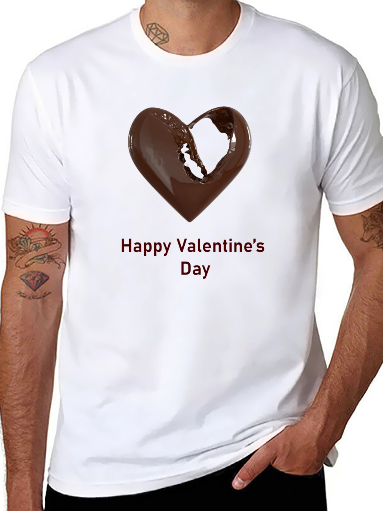 Chocolate Heart Valentines Day Graphic T-Shirt