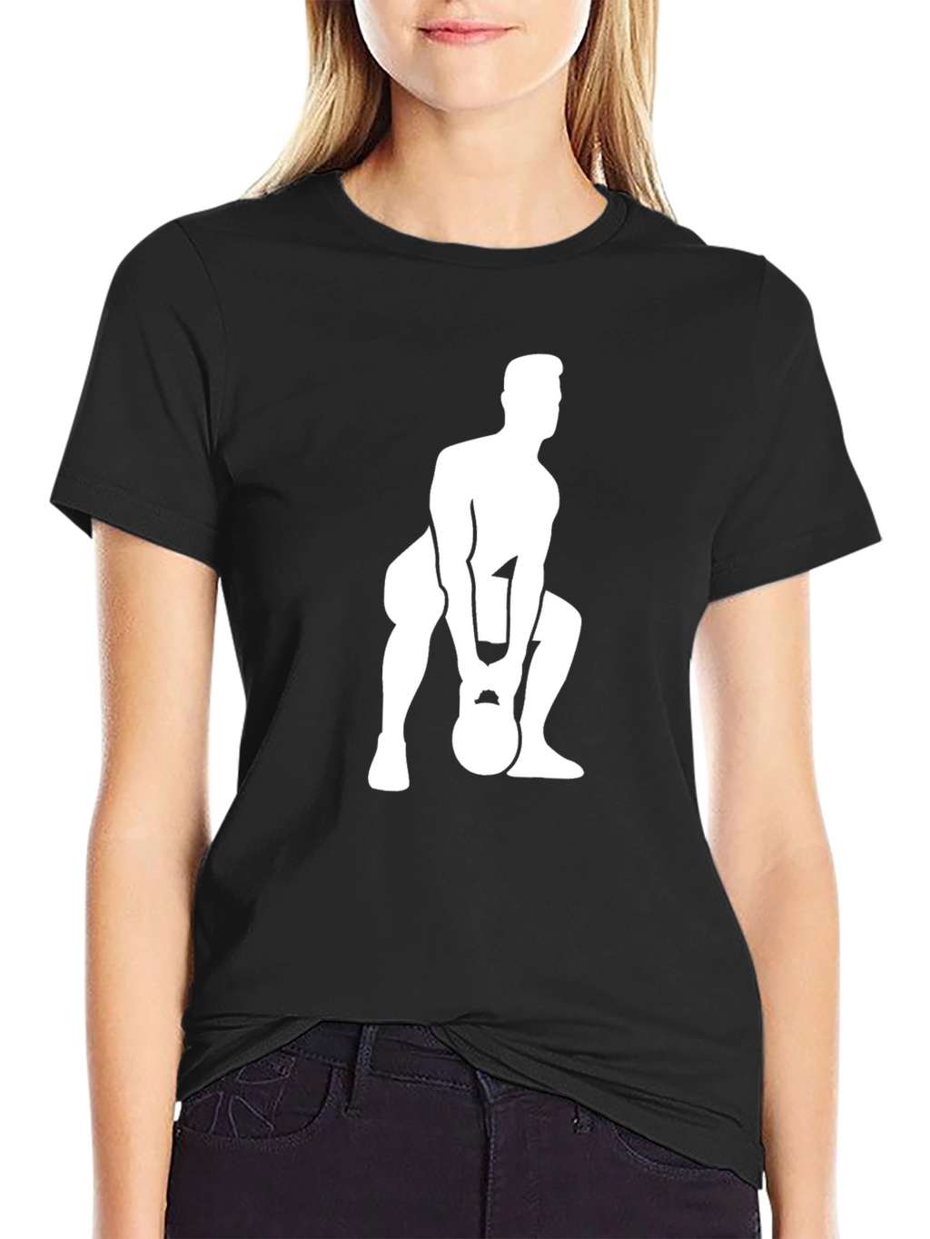Mens Black T-Shirt with Kettlebell Workout Graphic