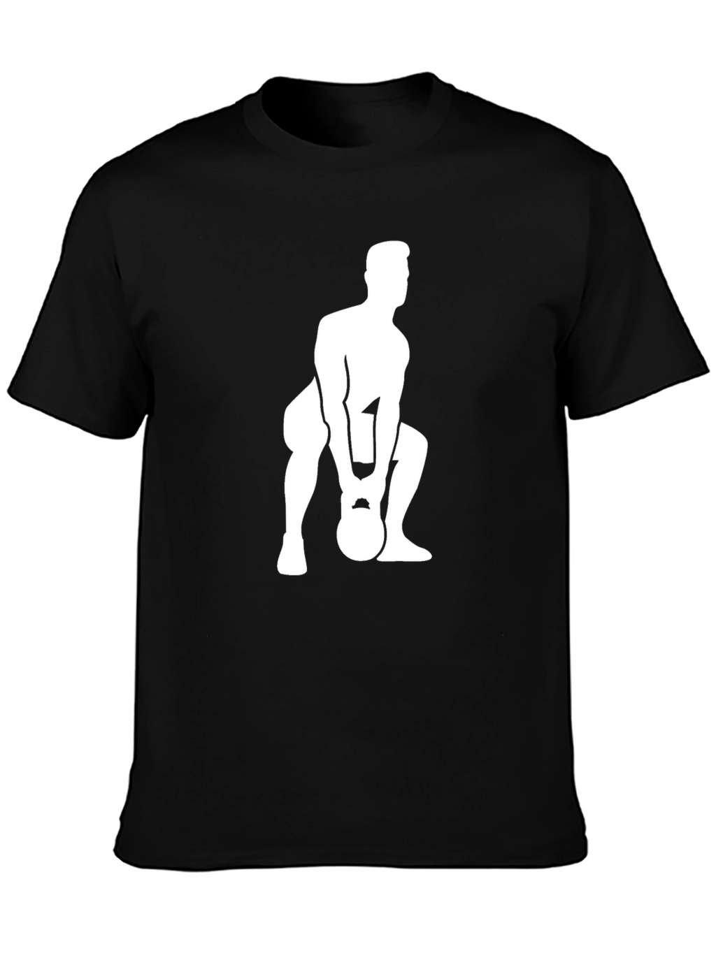 Mens Black T-Shirt with Kettlebell Workout Graphic