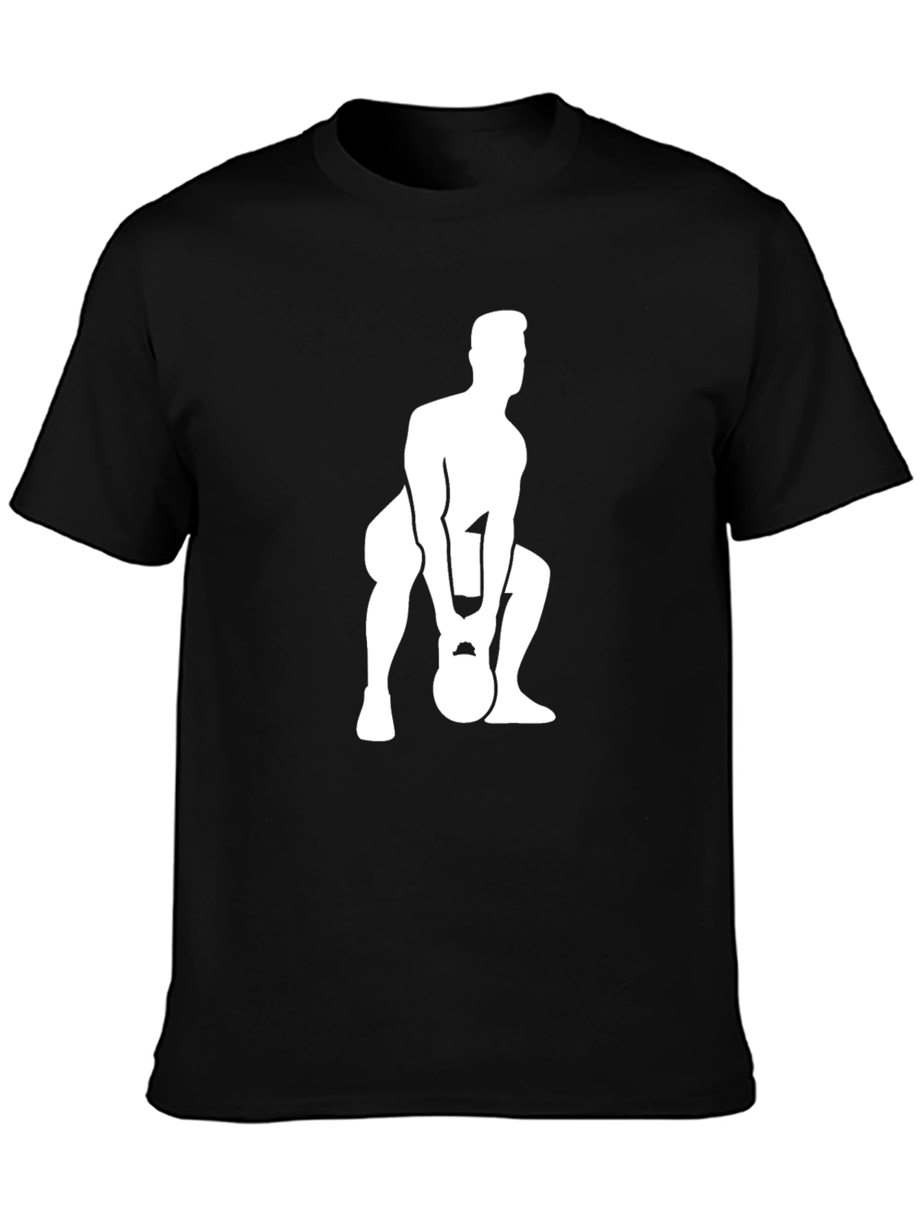 Mens Black T-Shirt with Kettlebell Workout Graphic